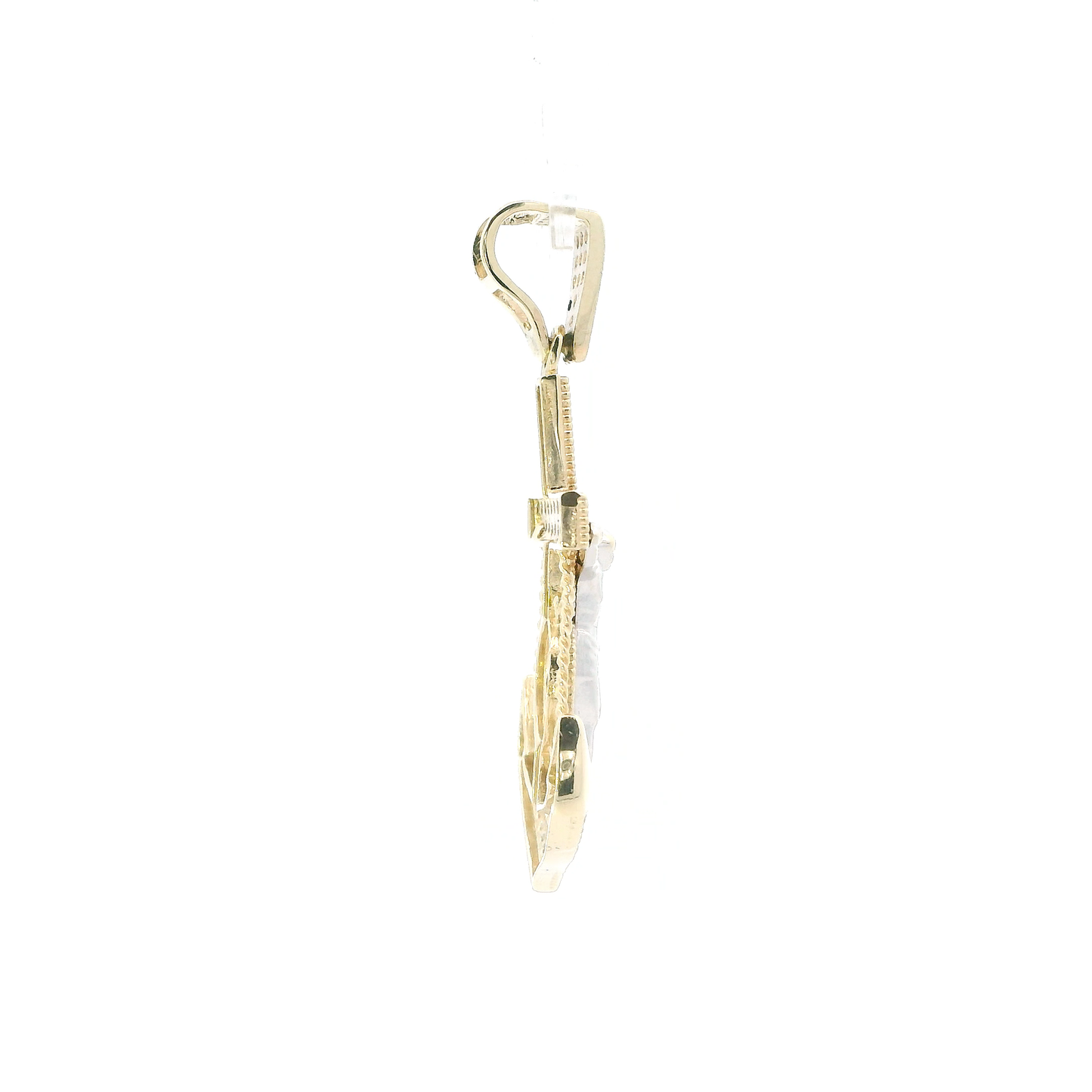 14K Yellow Gold Cz Mariner Crucifix Pendant