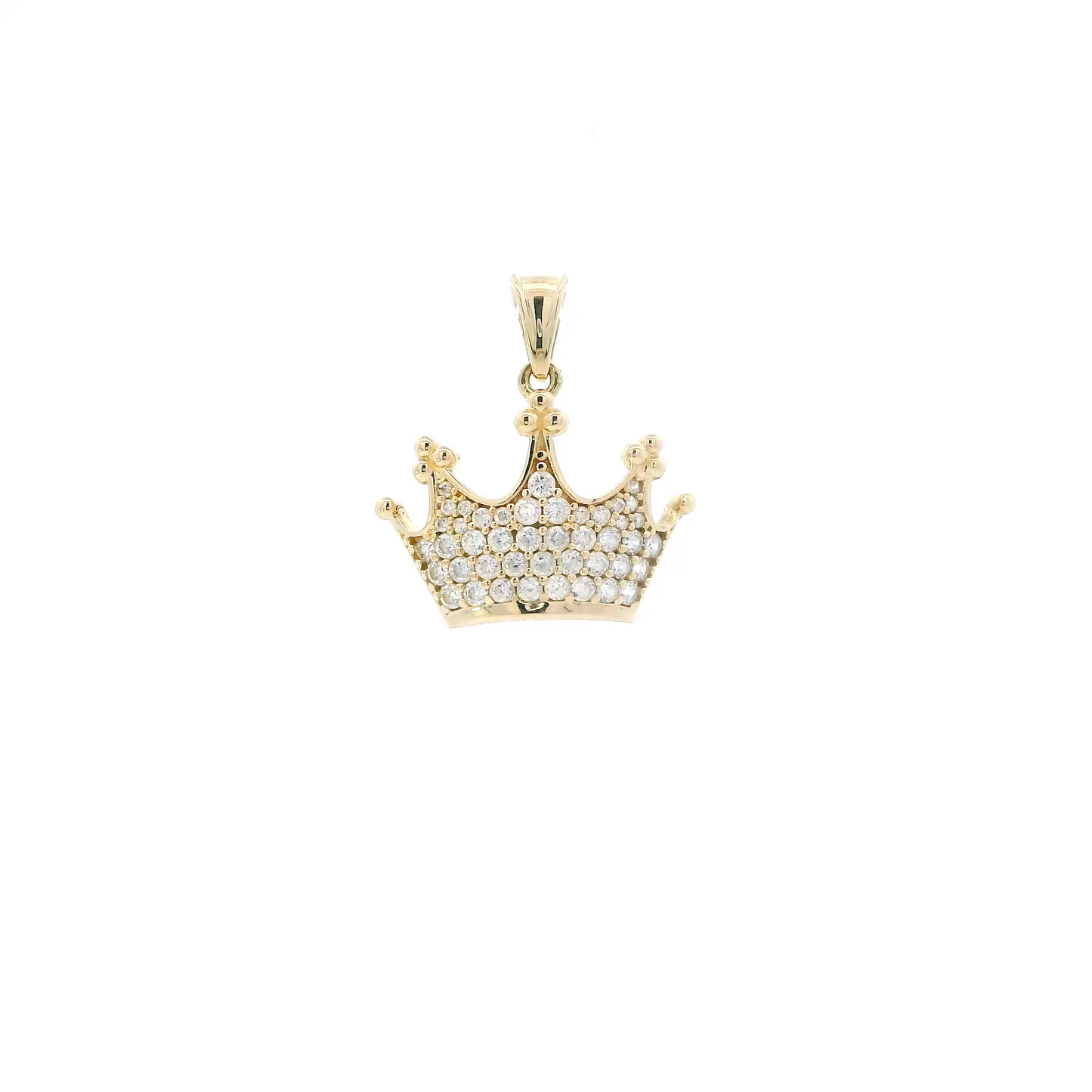 14K Yellow Gold Cz Crown Pendant