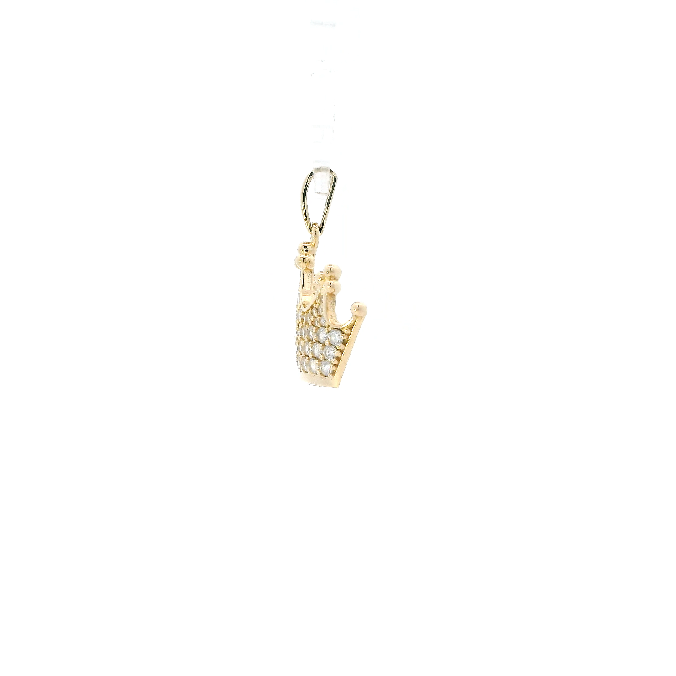 14K Yellow Gold Cz Crown Pendant