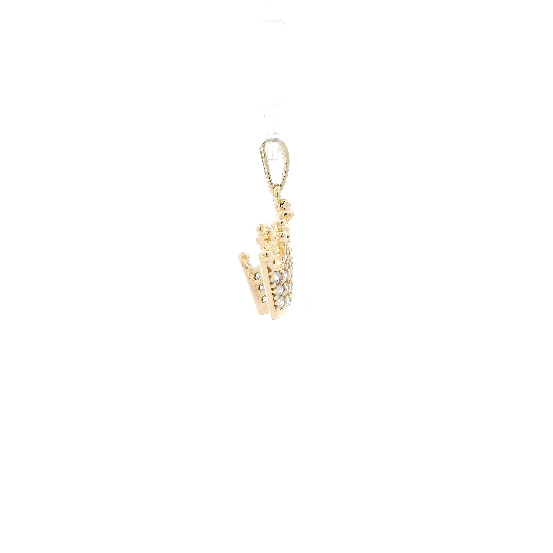 14K Yellow Gold Cz Crown Pendant