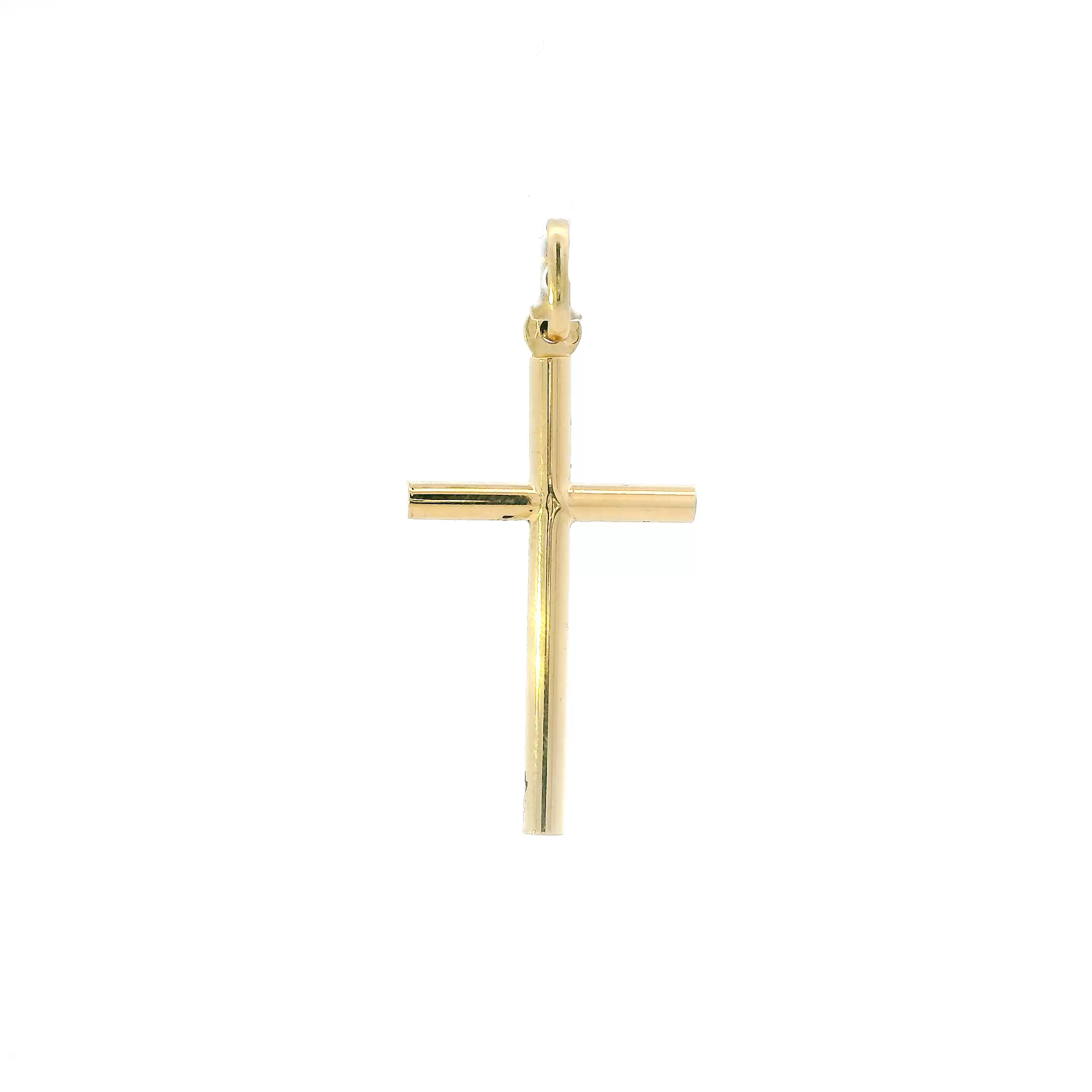 18K Yellow Gold Tube Cross Pendant