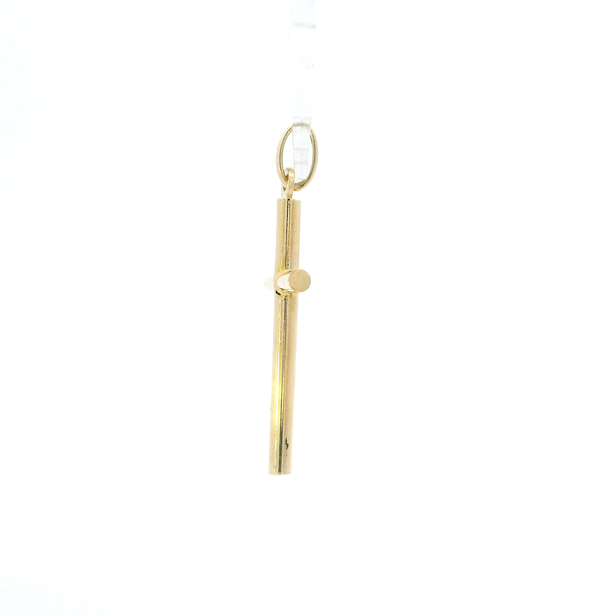 18K Yellow Gold Tube Cross Pendant