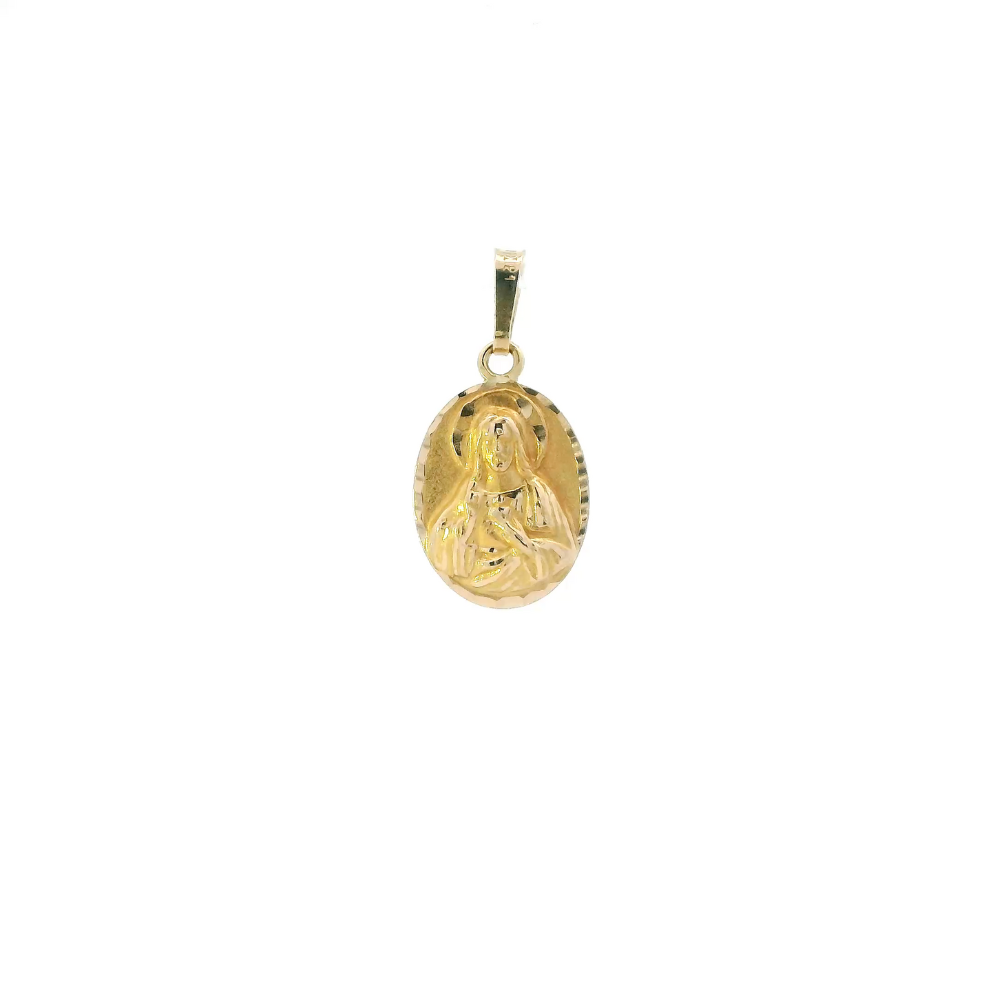 14K Yellow Gold Oval Double Sided Religious Pendant