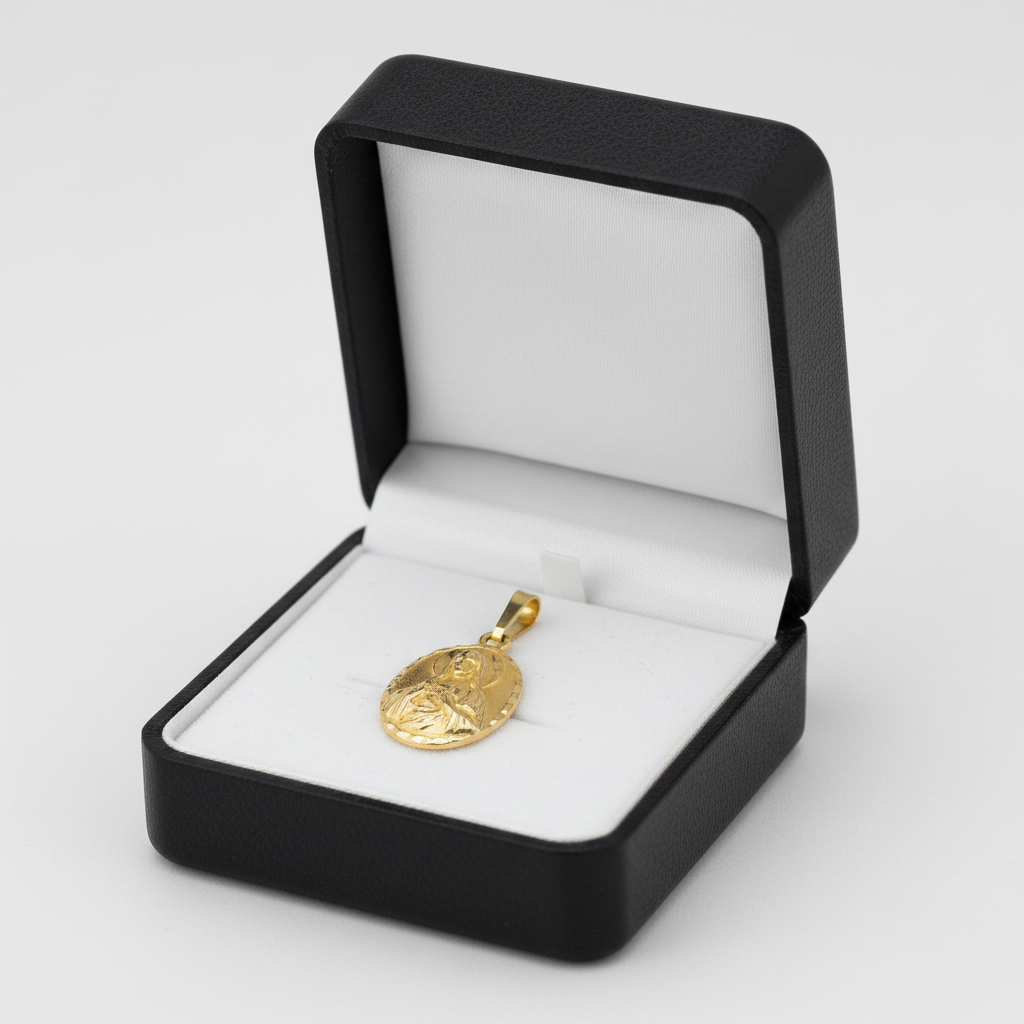 14K Yellow Gold Oval Double Sided Religious Pendant