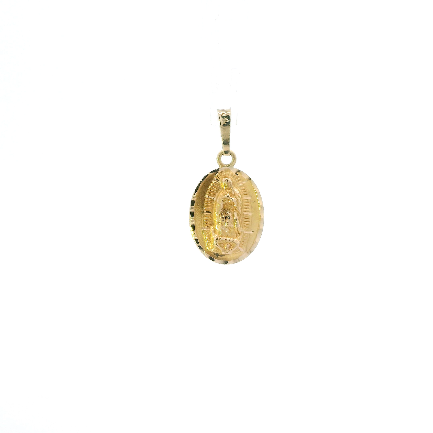 14K Yellow Gold Oval Double Sided Religious Pendant