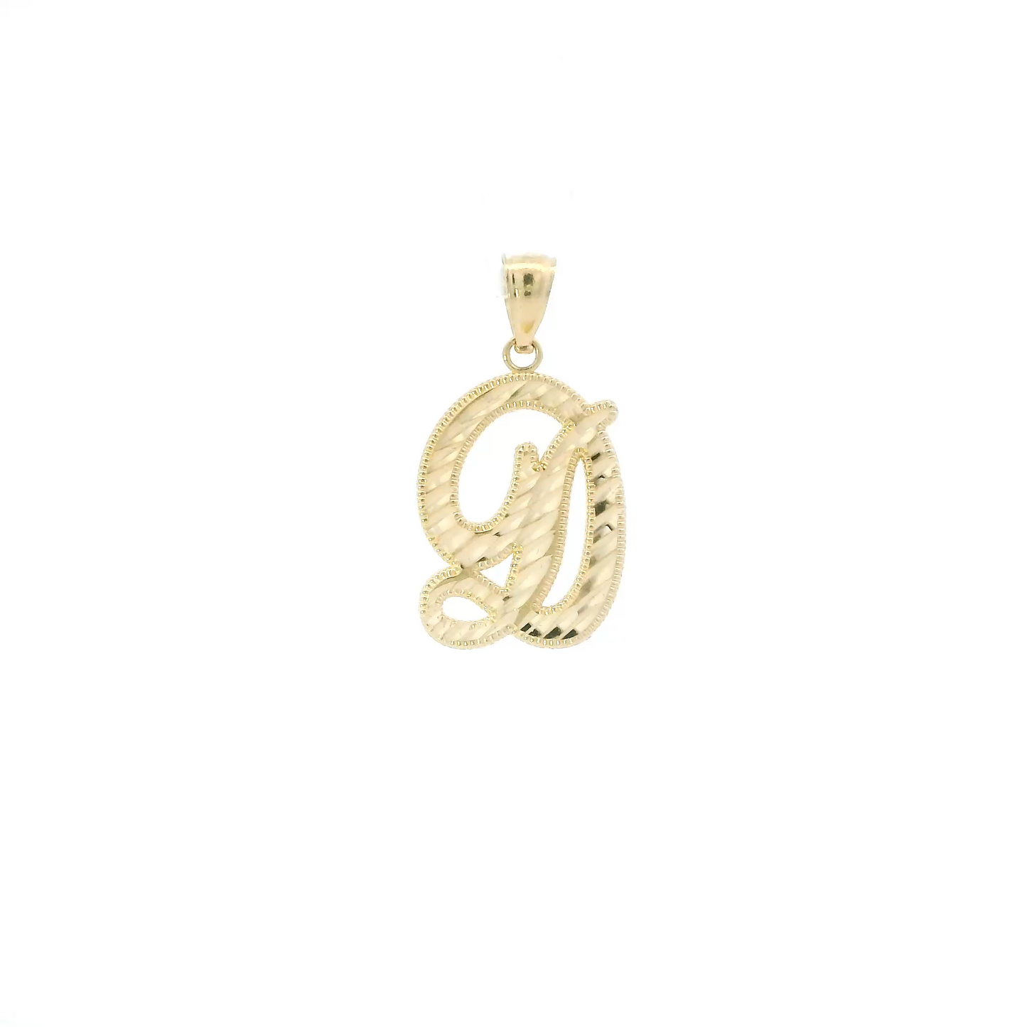14K Yellow Gold Diamond Cut Letter "D" Pendant