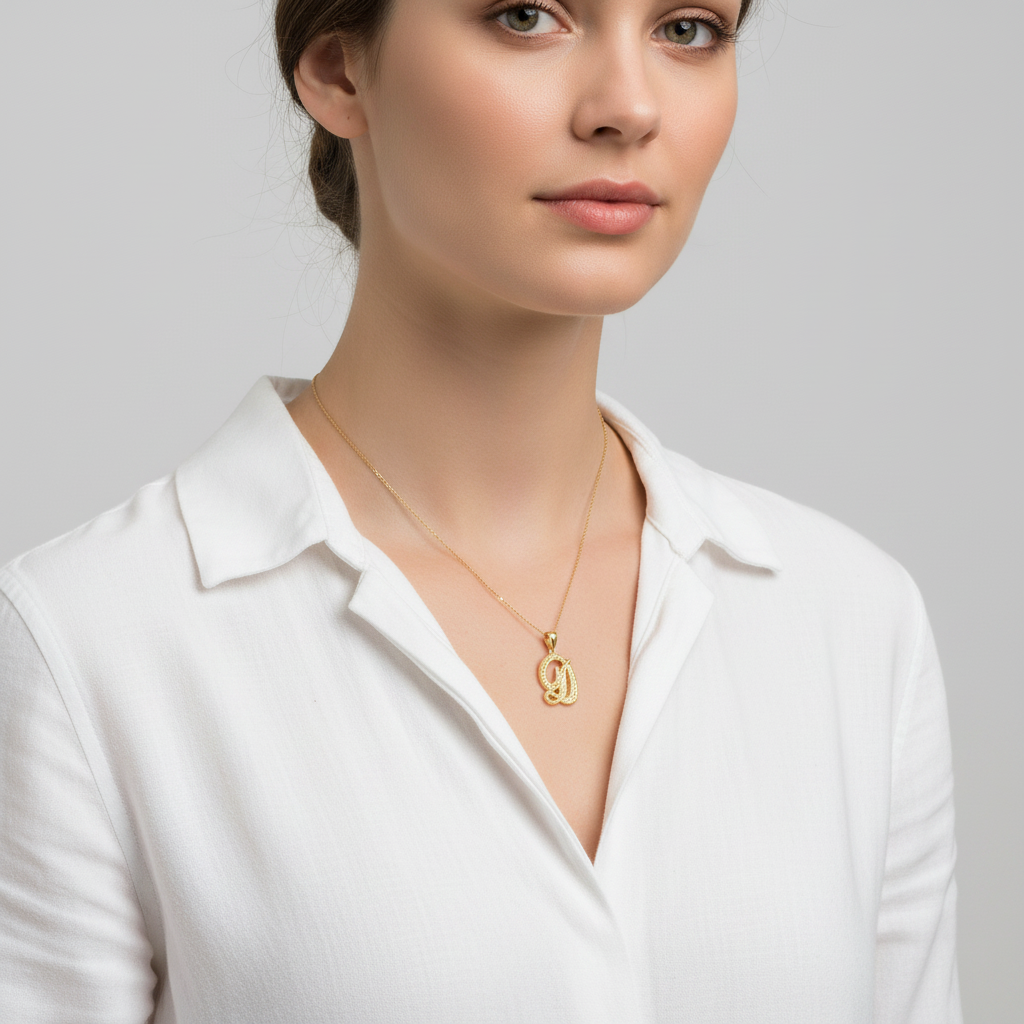 14K Yellow Gold Diamond Cut Letter 
