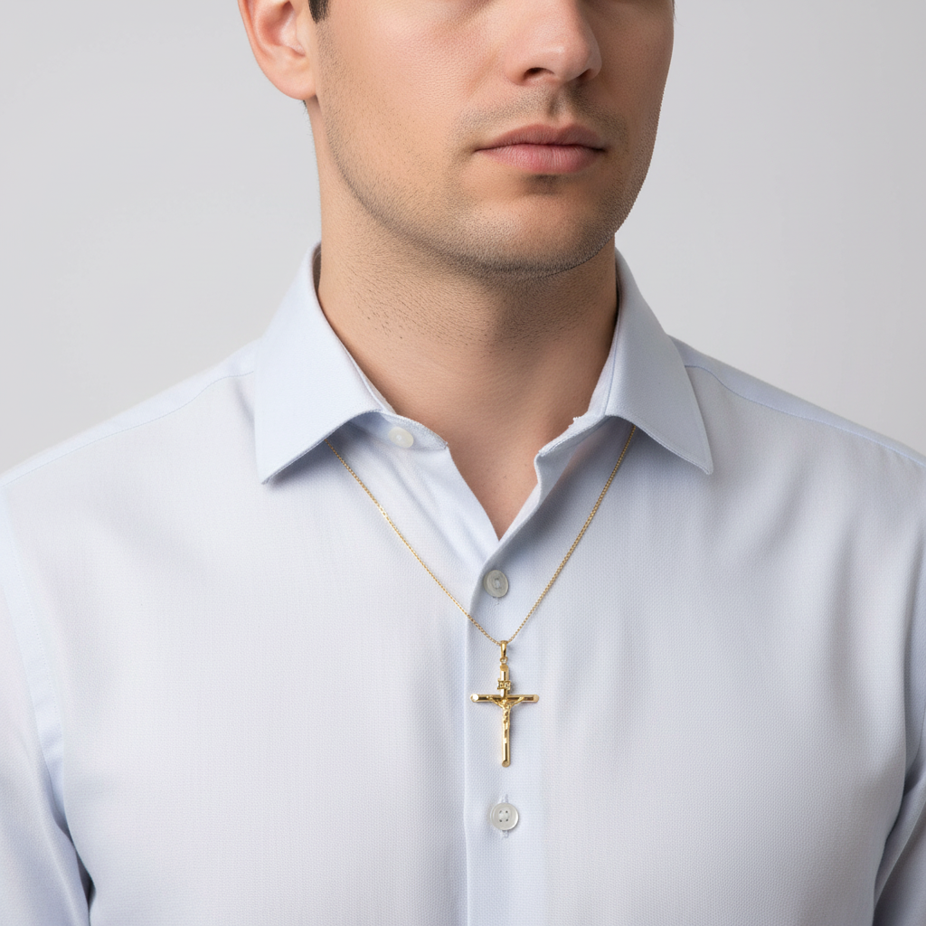 14K Yellow Gold Crucifix Pendant