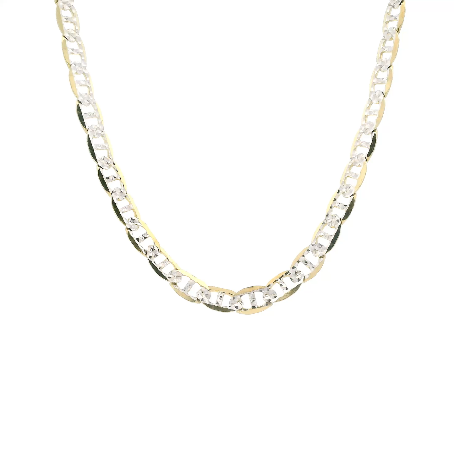 14K Yellow & White Gold 24" Diamond Cut Mariner Chain