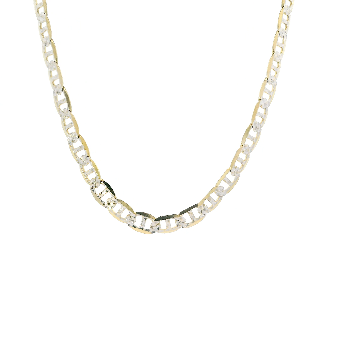 14K Yellow & White Gold 24" Diamond Cut Mariner Chain