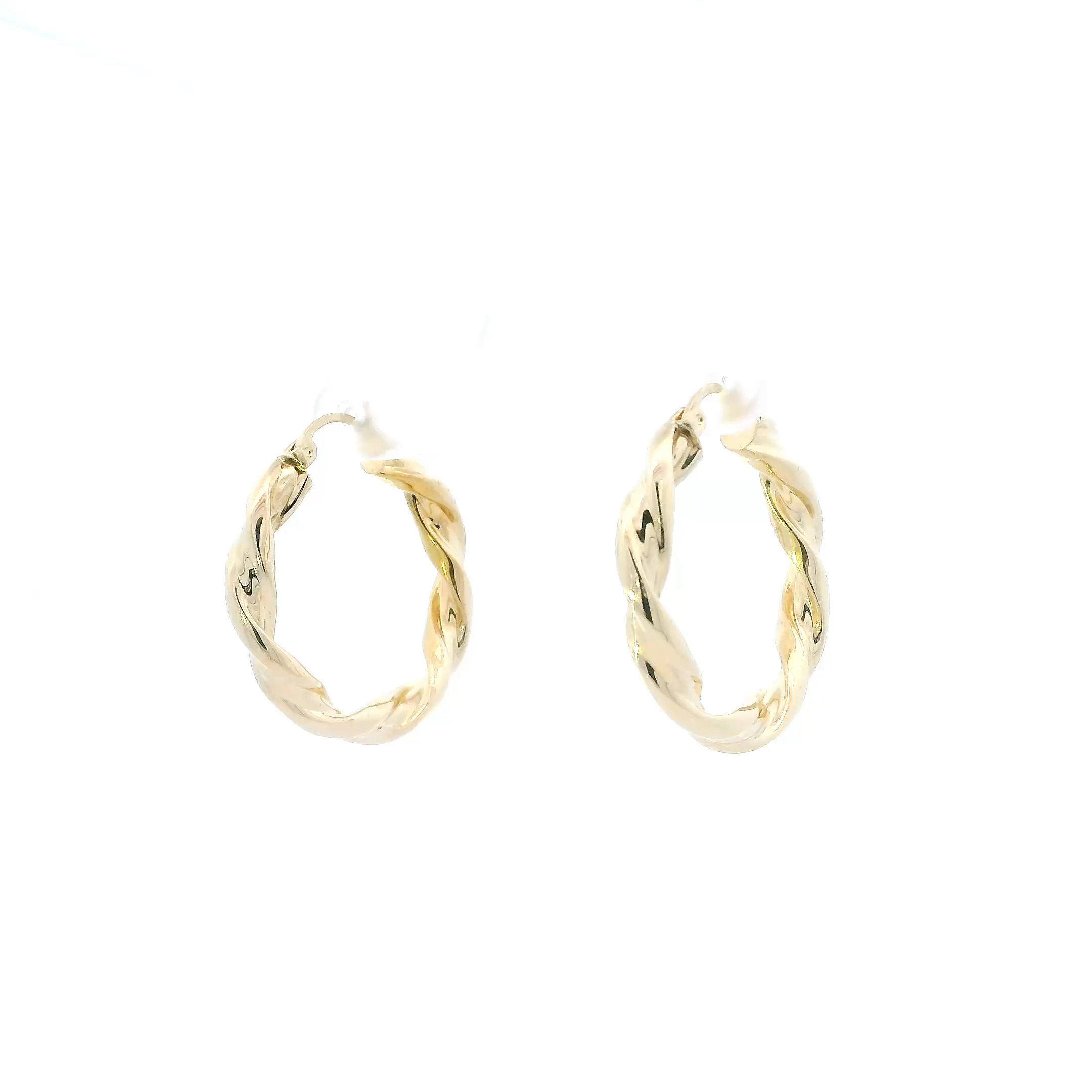 14K Yellow Gold Twisted Hoop Earrings