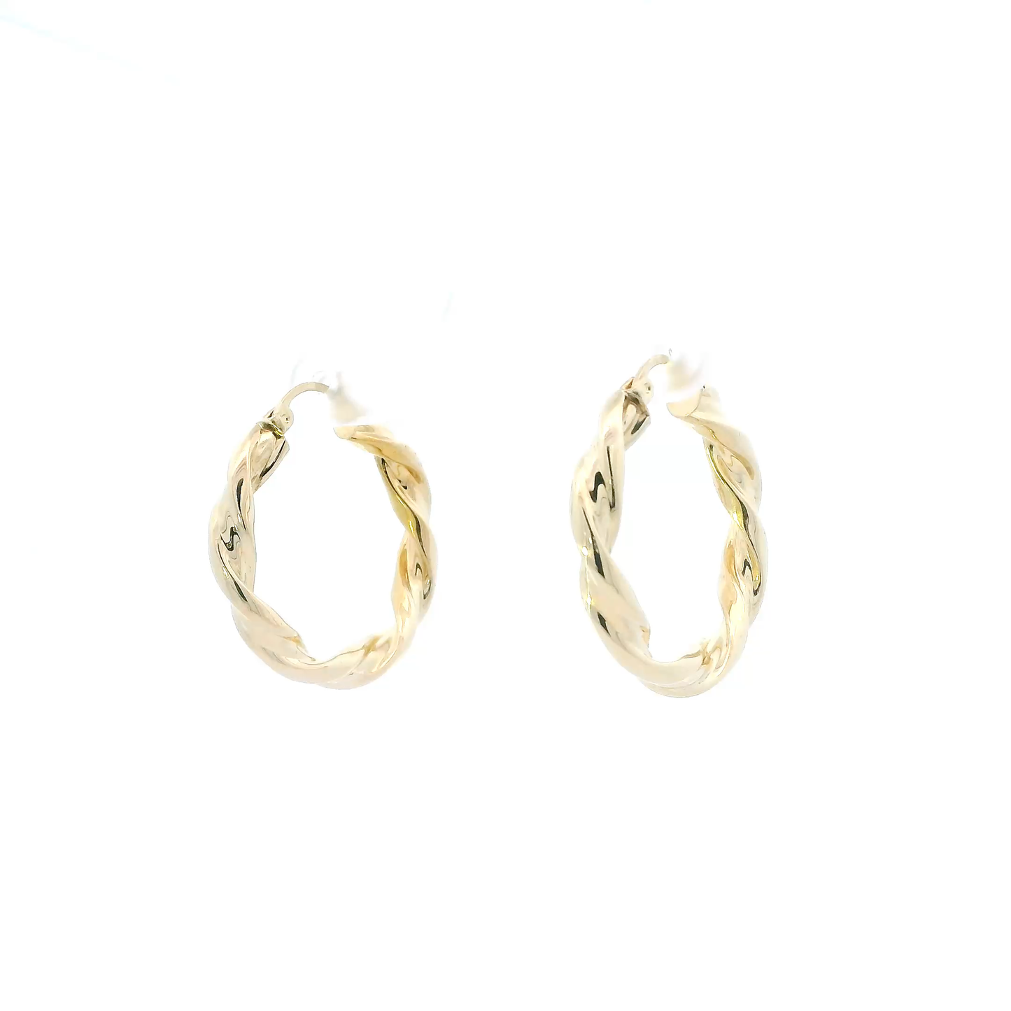 14K Yellow Gold Twisted Hoop Earrings