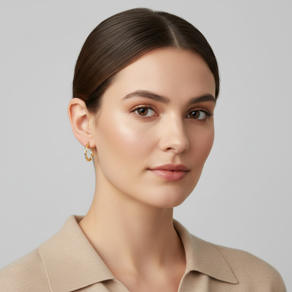 14K Yellow Gold Twisted Hoop Earrings