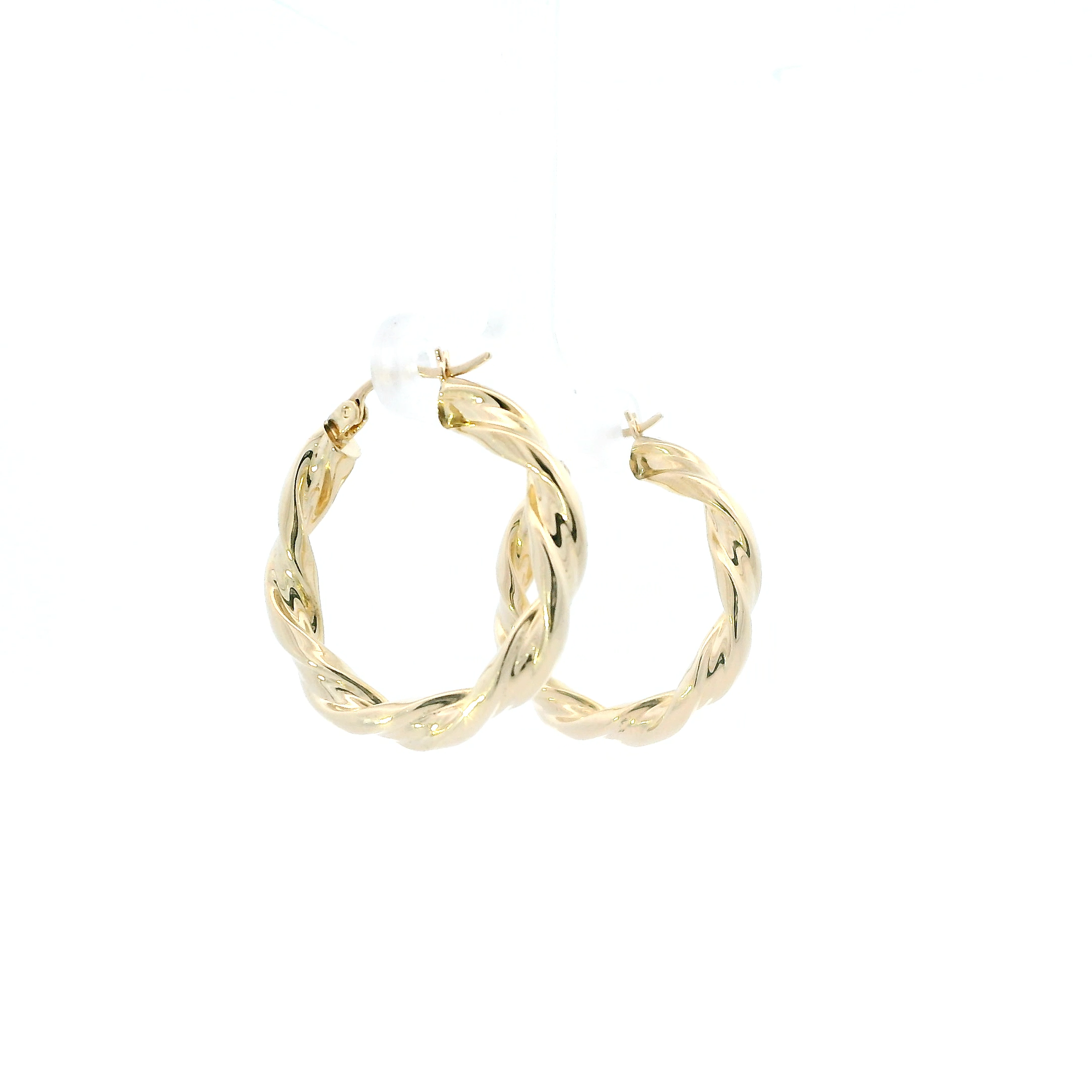 14K Yellow Gold Twisted Hoop Earrings