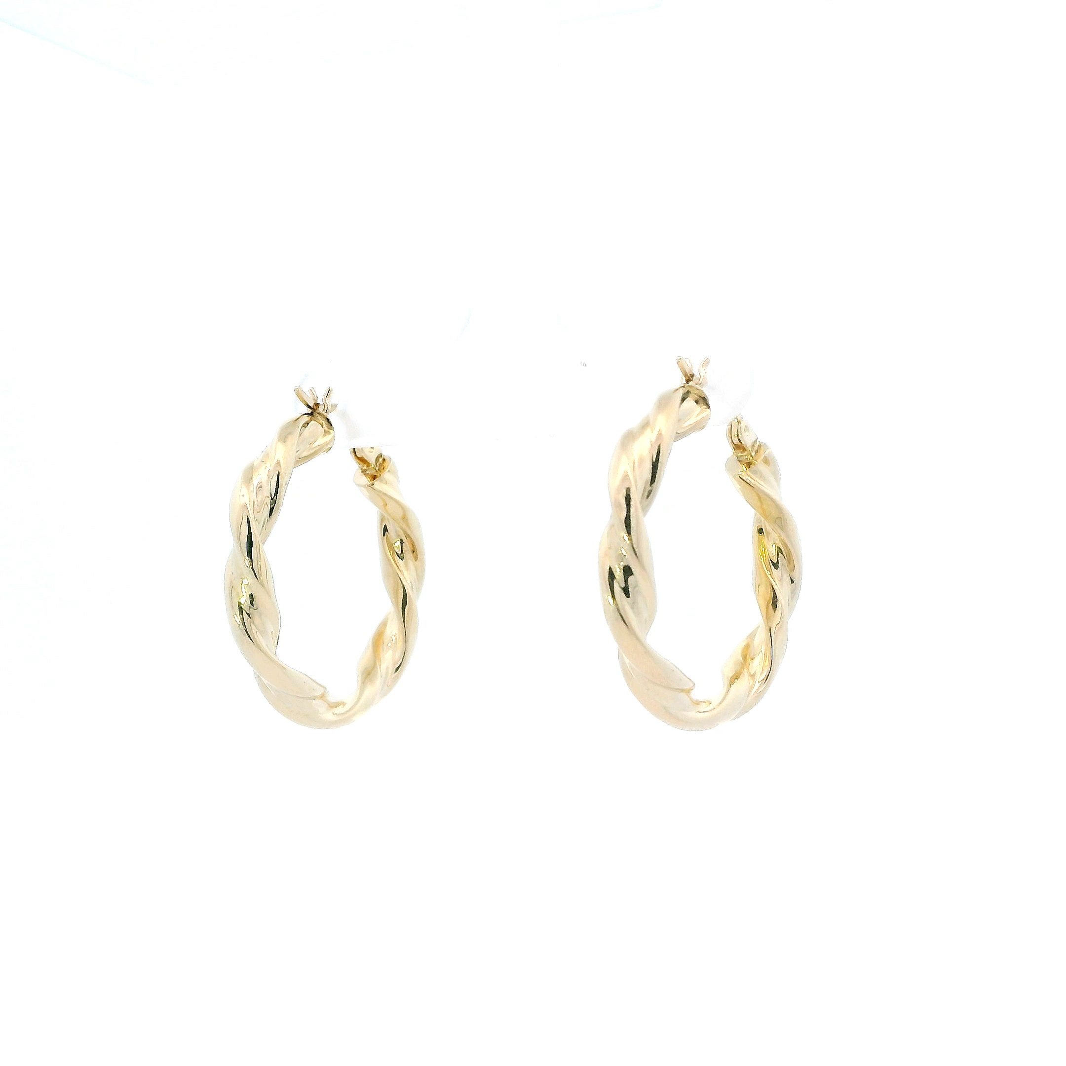 14K Yellow Gold Twisted Hoop Earrings