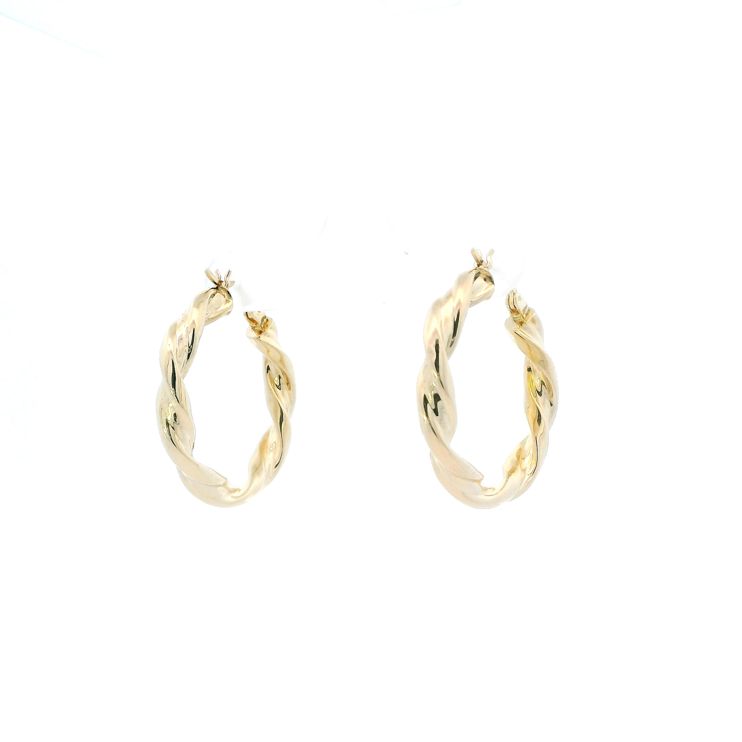 14K Yellow Gold Twisted Hoop Earrings