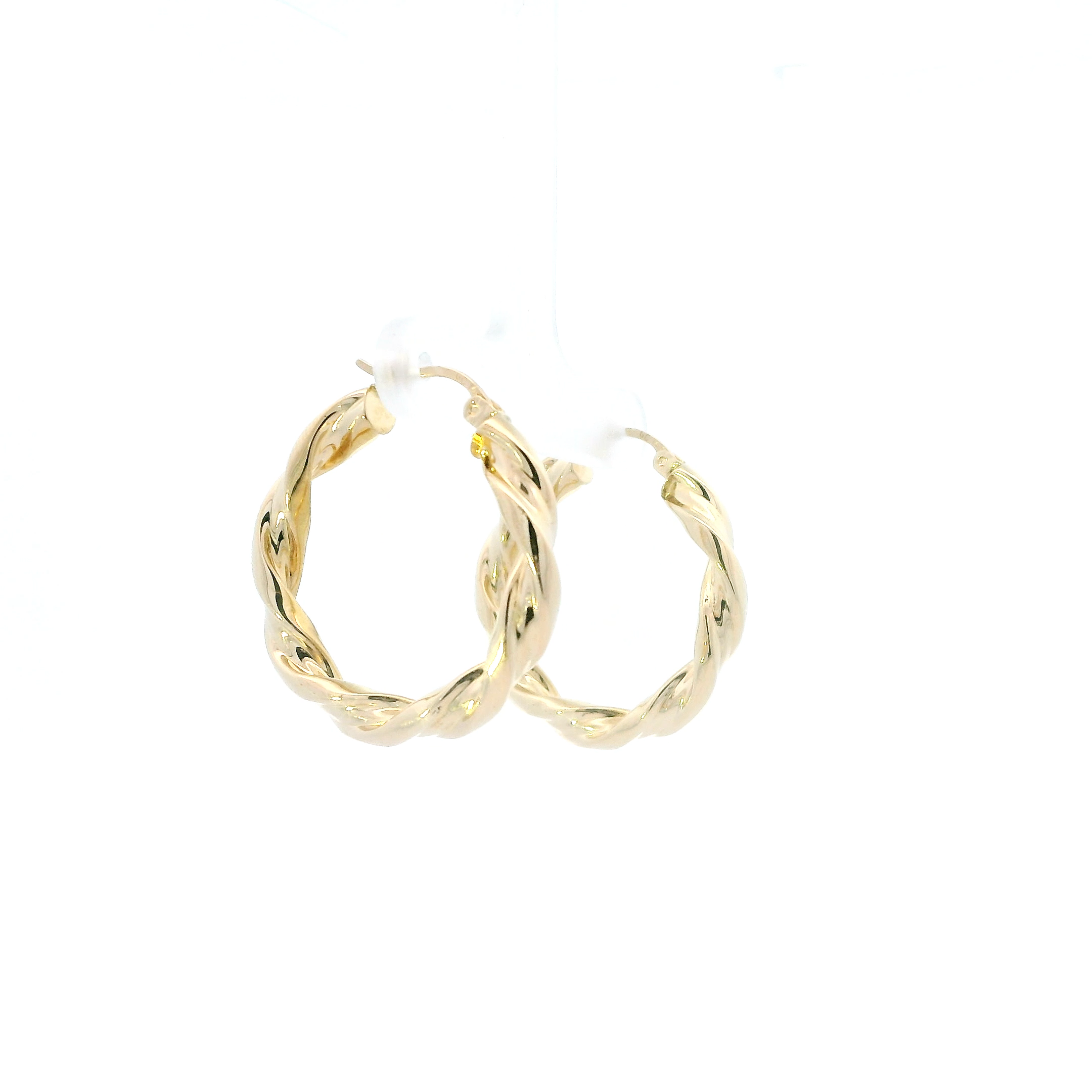 14K Yellow Gold Twisted Hoop Earrings