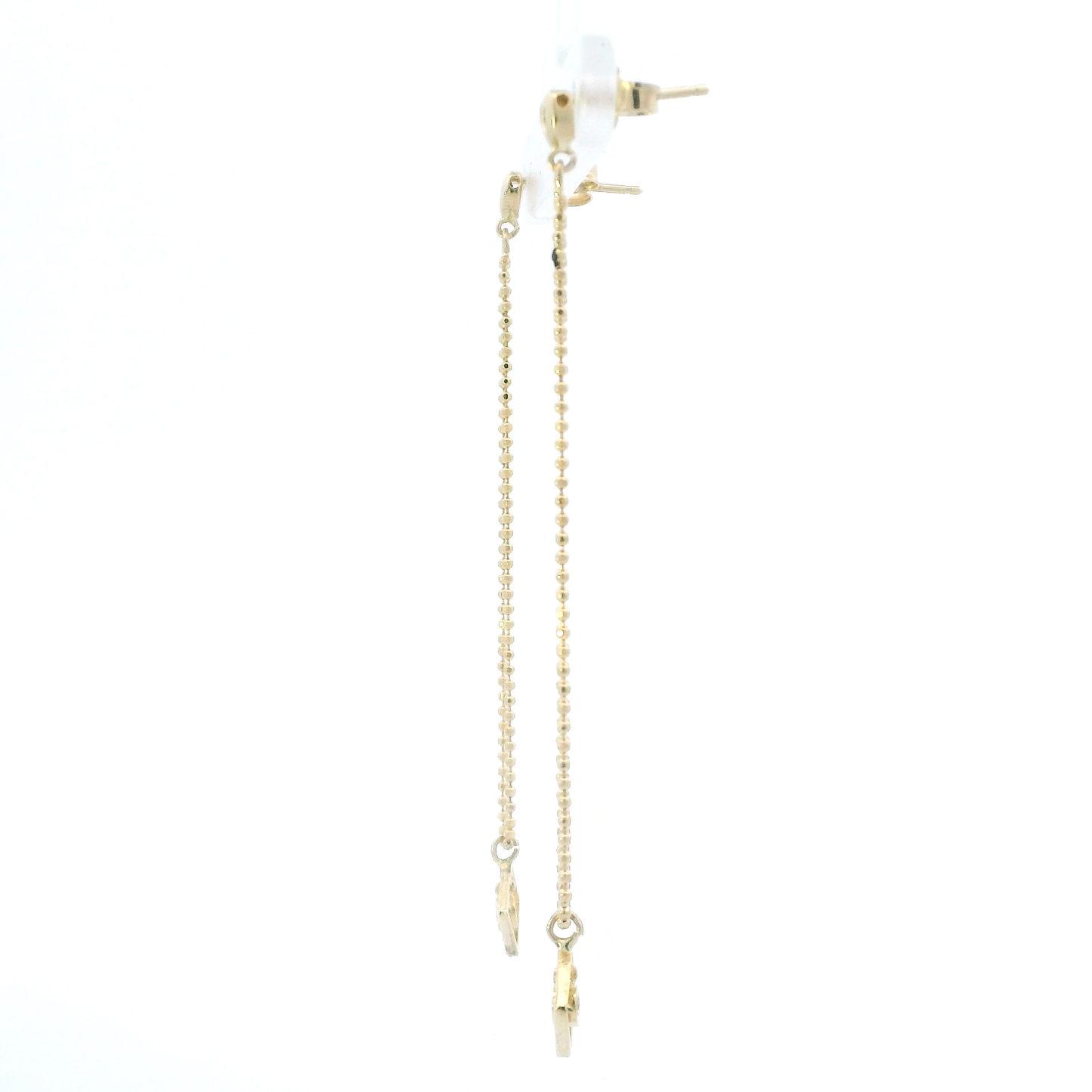 14K Yellow Gold Long Beaded Dangle Earrings