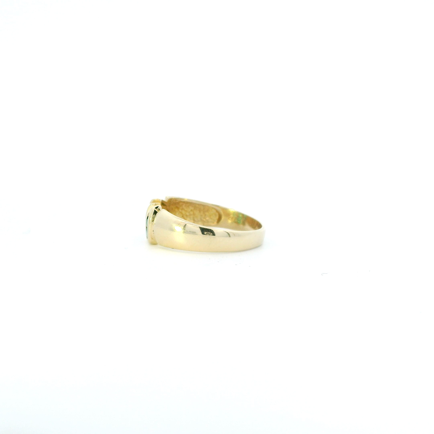 14K Yellow Gold Emerald Slanted Design Womens Ring
