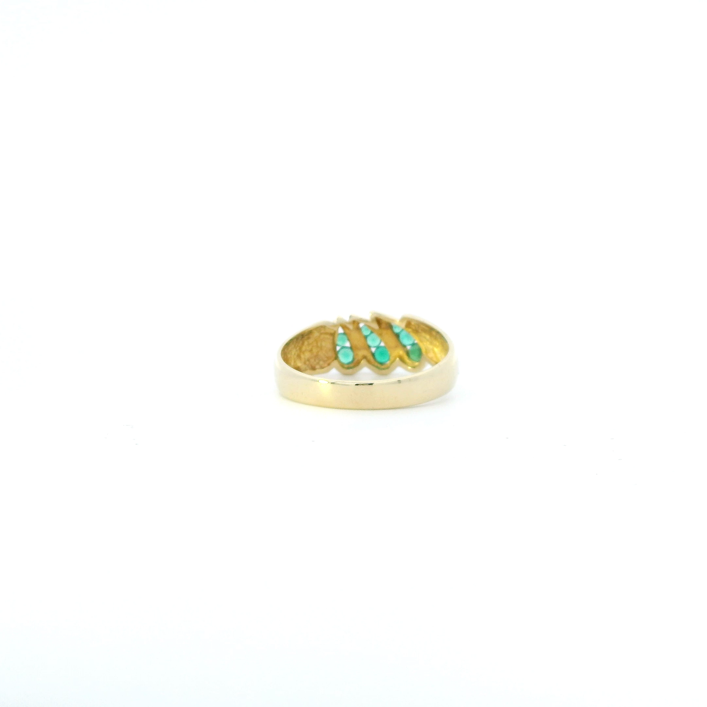 14K Yellow Gold Emerald Slanted Design Womens Ring