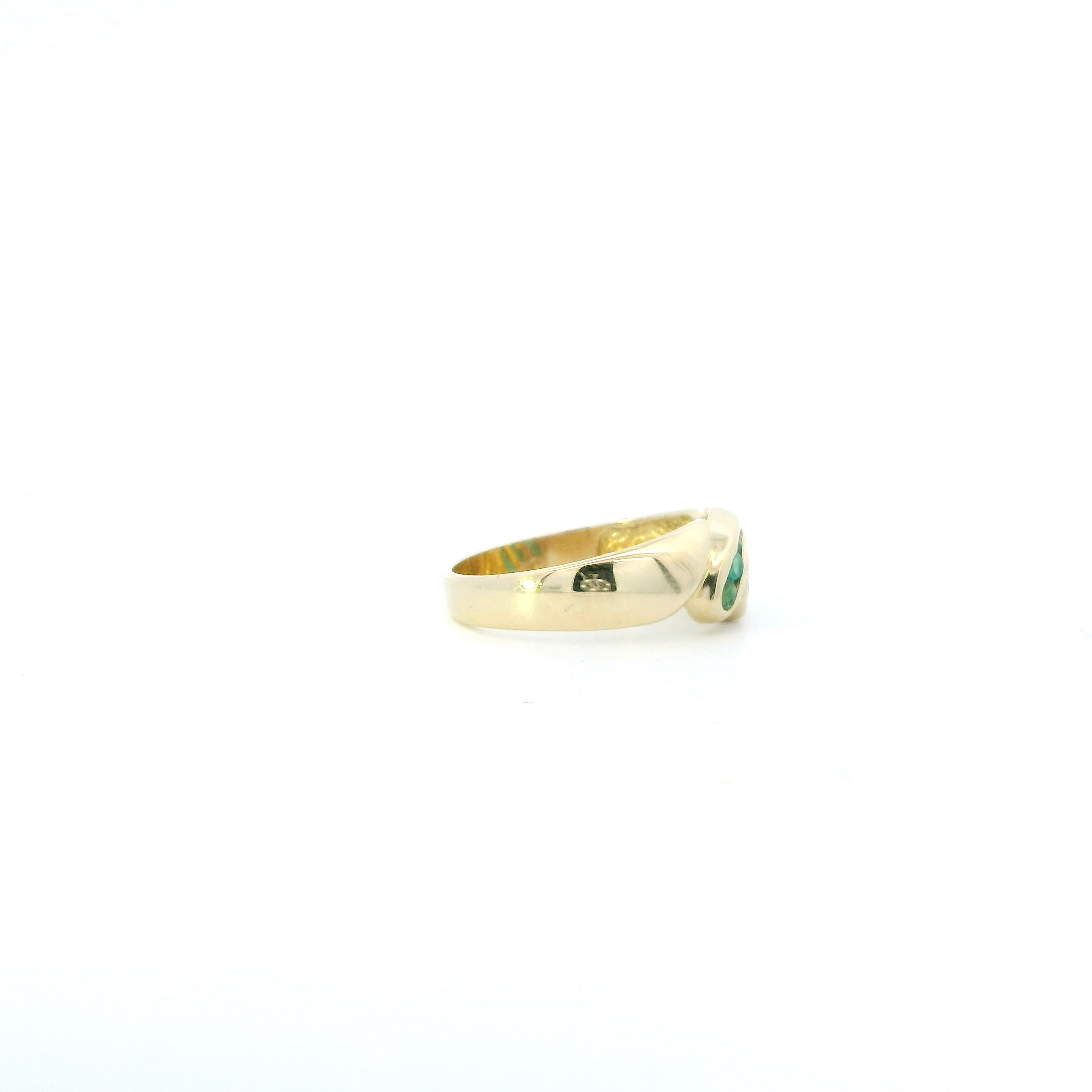 14K Yellow Gold Emerald Slanted Design Womens Ring