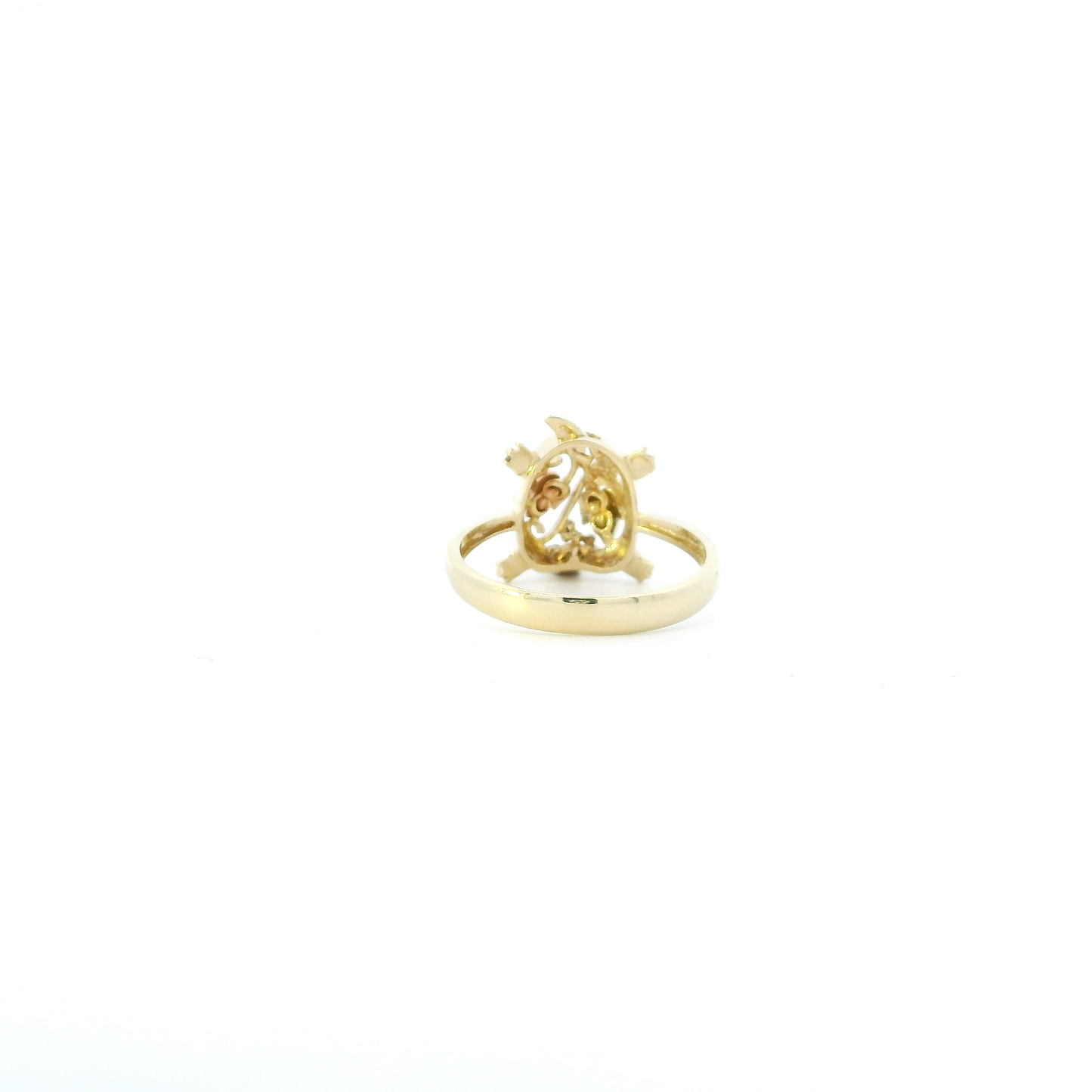 14K Tri Color Gold Ruby & Leaf Design Turtle Ring