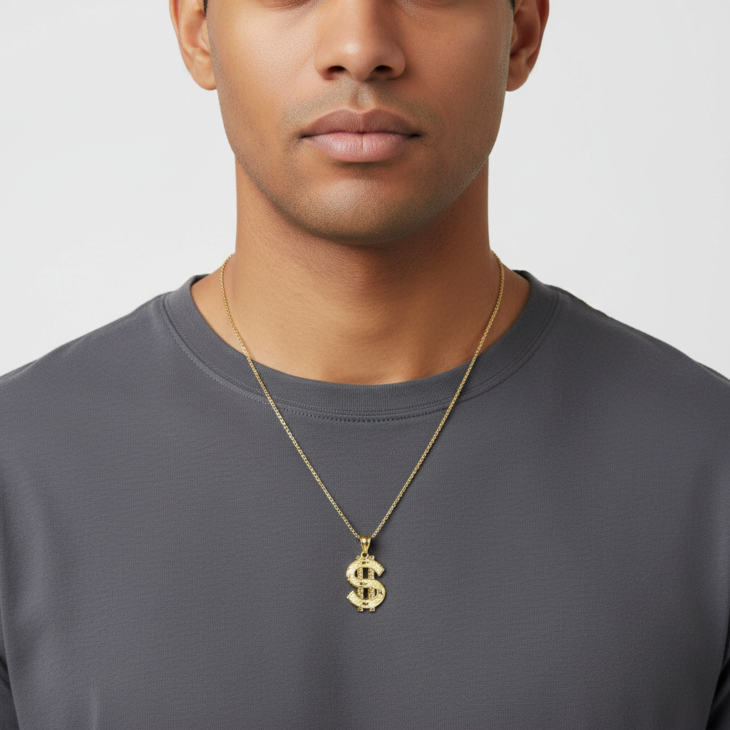 10K Yellow Gold Diamond Cut Money Pendant