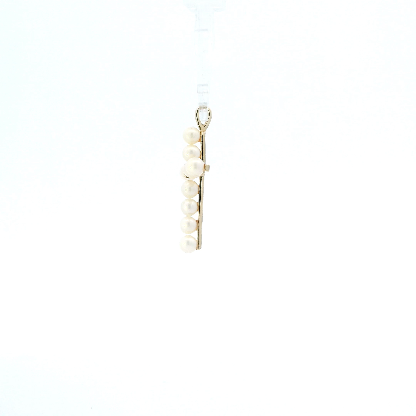 14K Yellow Gold Pearl & Diamond Cross Pendant - 0.01ct
