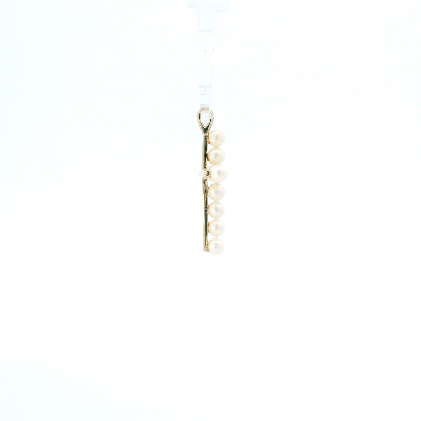 14K Yellow Gold Pearl & Diamond Cross Pendant - 0.01ct