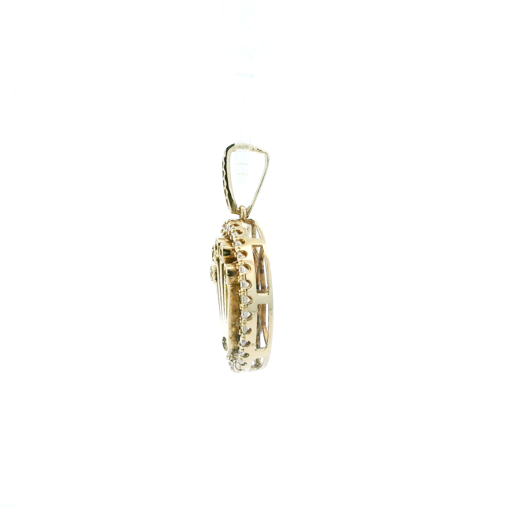 10K Yellow Gold Cz Rolex Crown Pendant