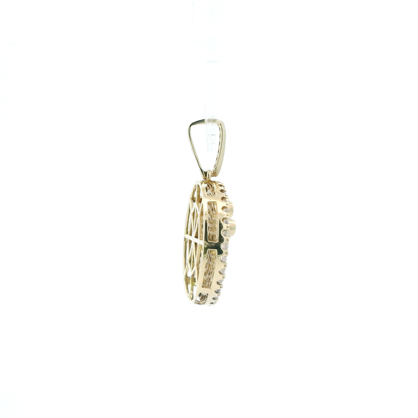 10K Yellow Gold Cz Rolex Crown Pendant