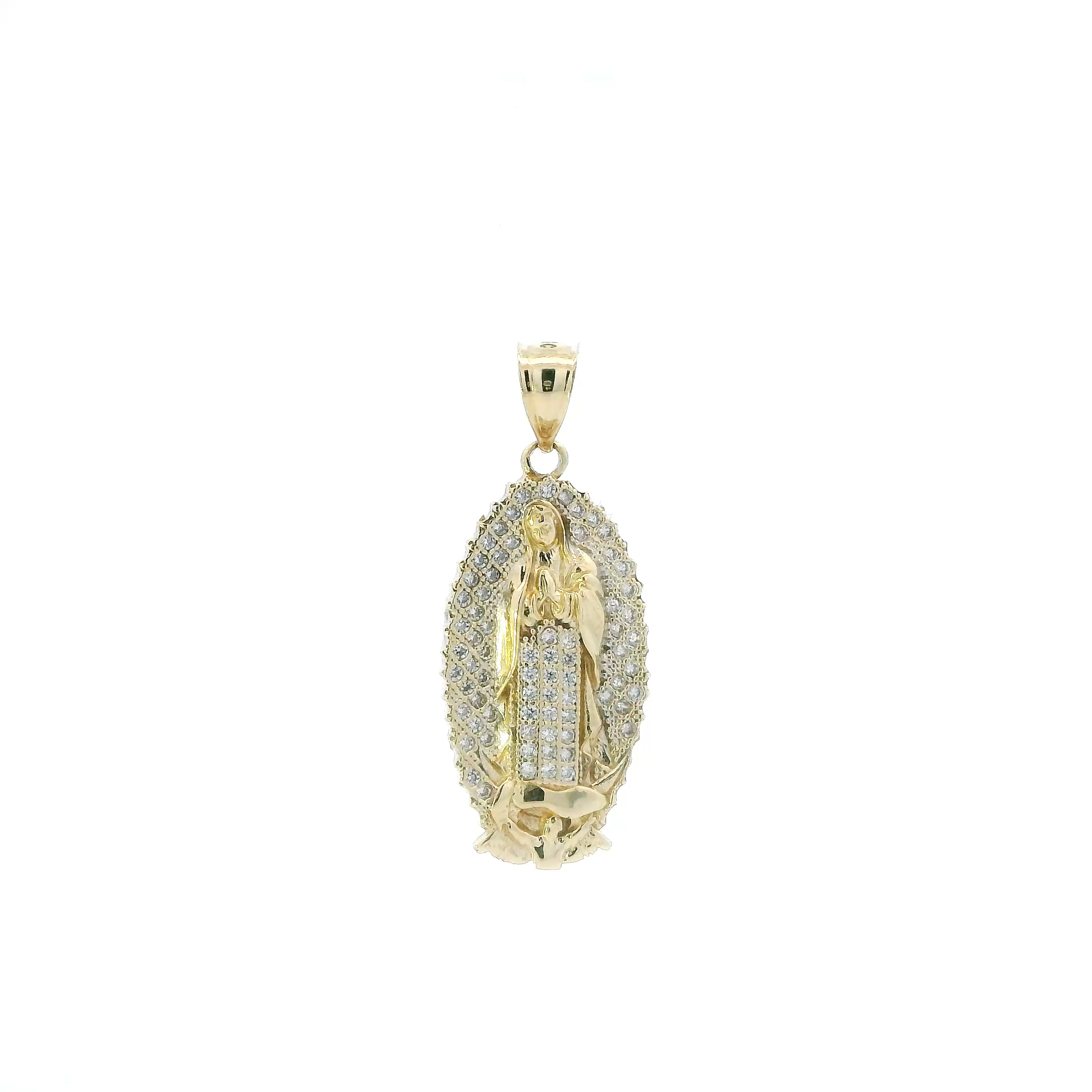 10K Yellow Gold Cz Oval Religious Pendant