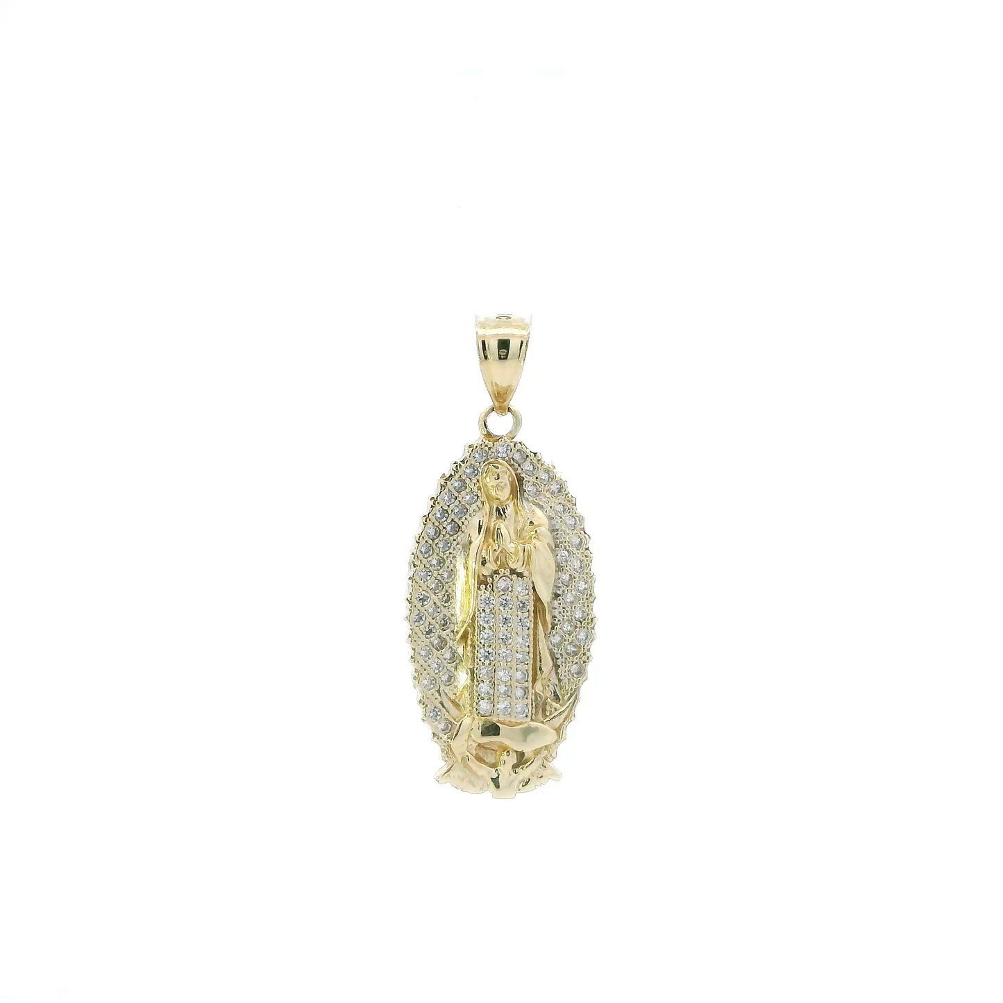 10K Yellow Gold Cz Oval Religious Pendant