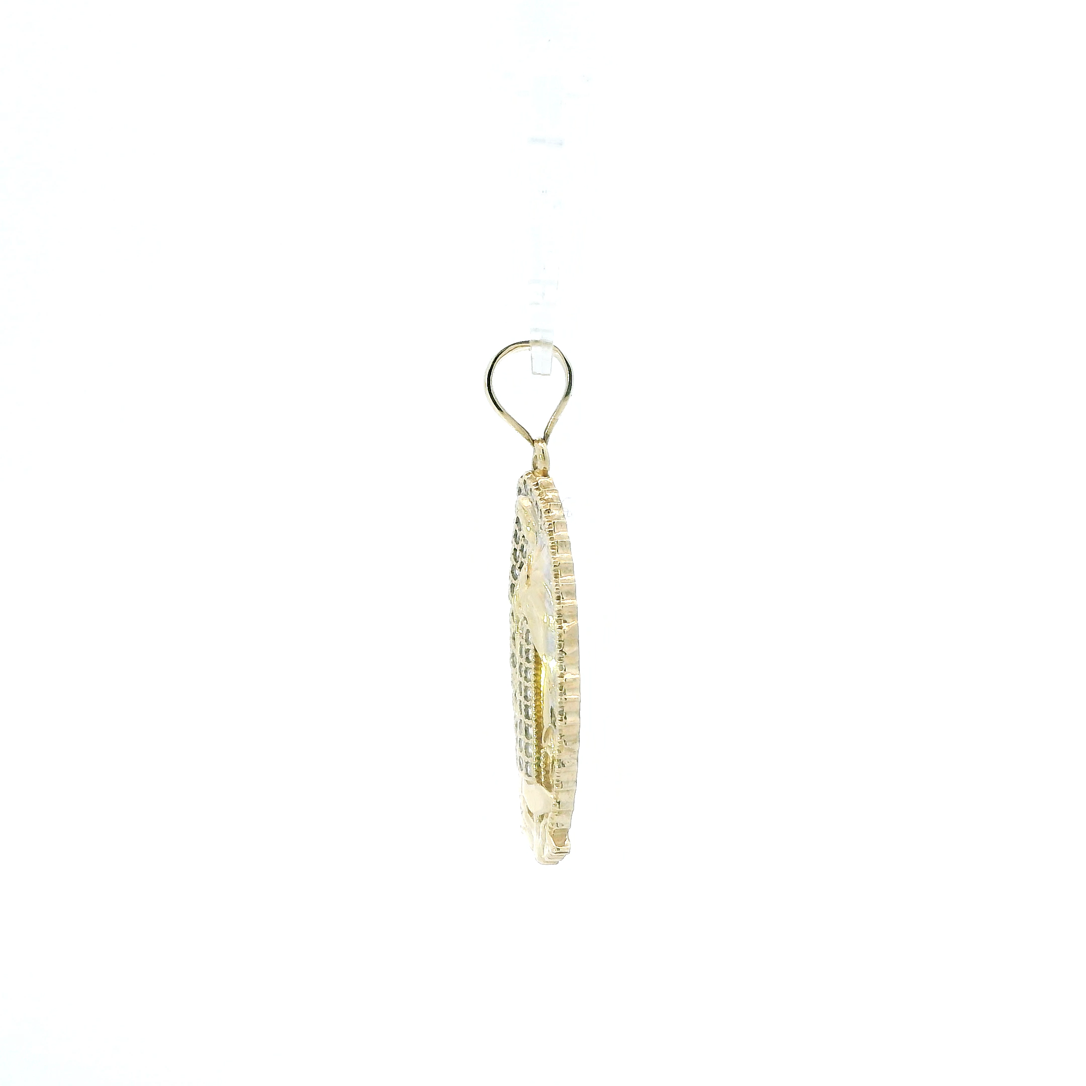 10K Yellow Gold Cz Oval Religious Pendant