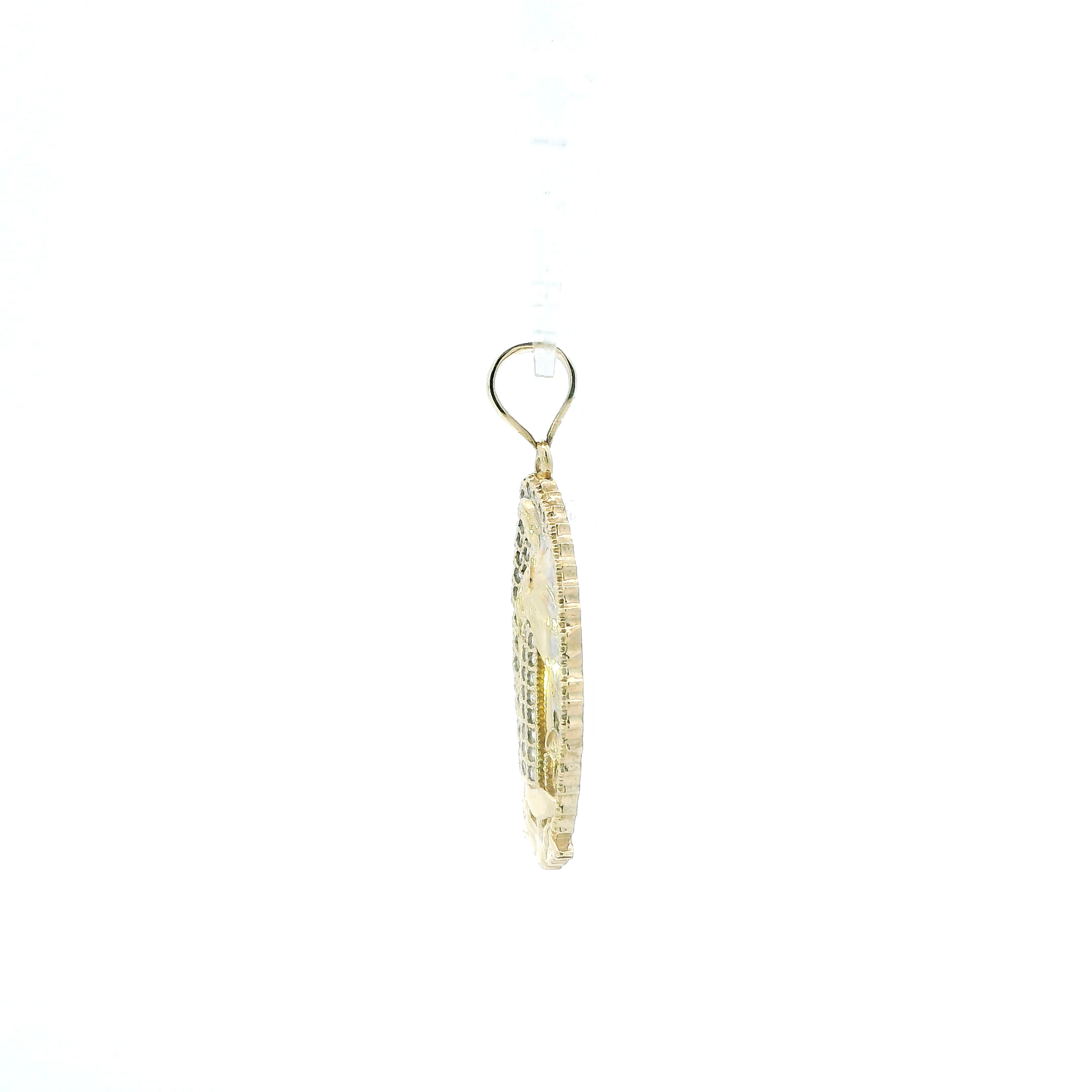 10K Yellow Gold Cz Oval Religious Pendant