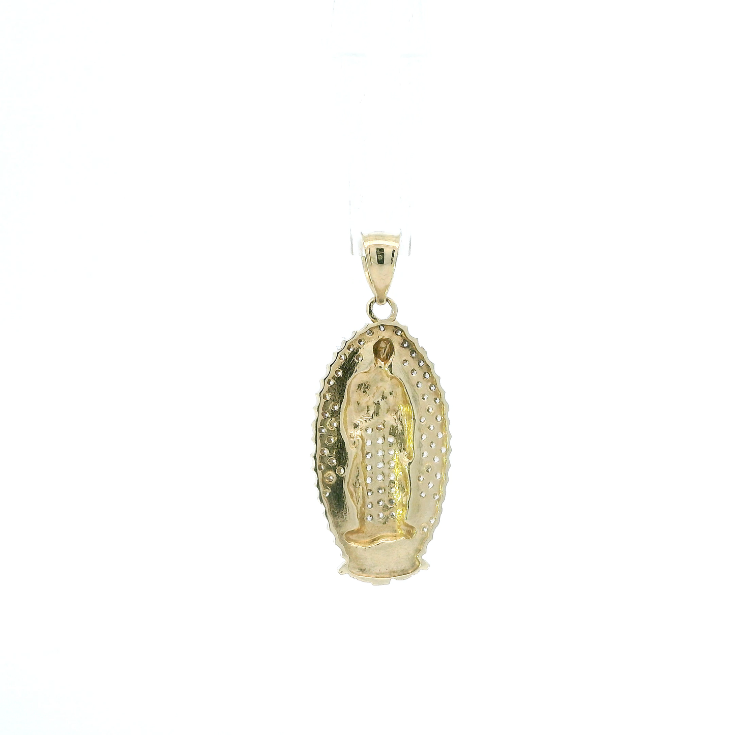 10K Yellow Gold Cz Oval Religious Pendant