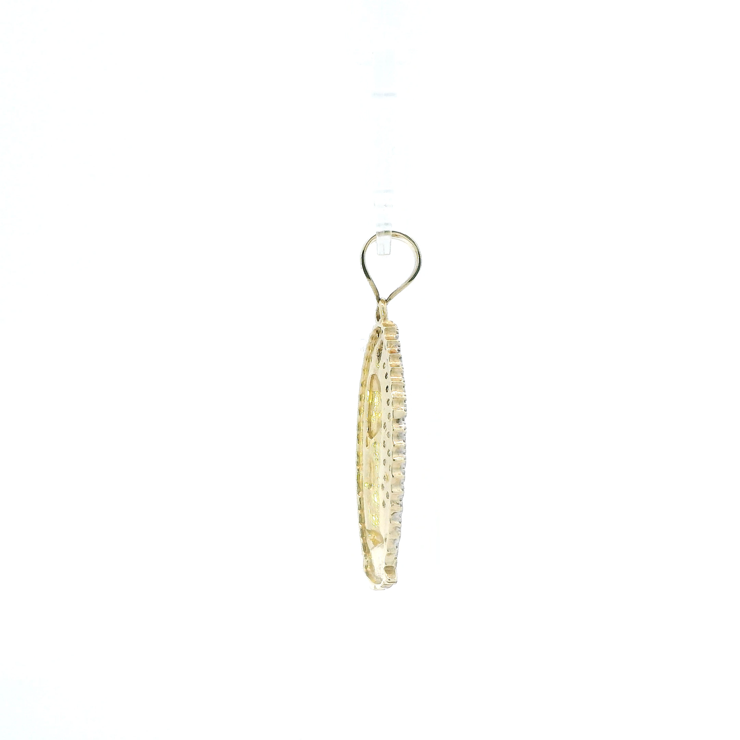 10K Yellow Gold Cz Oval Religious Pendant