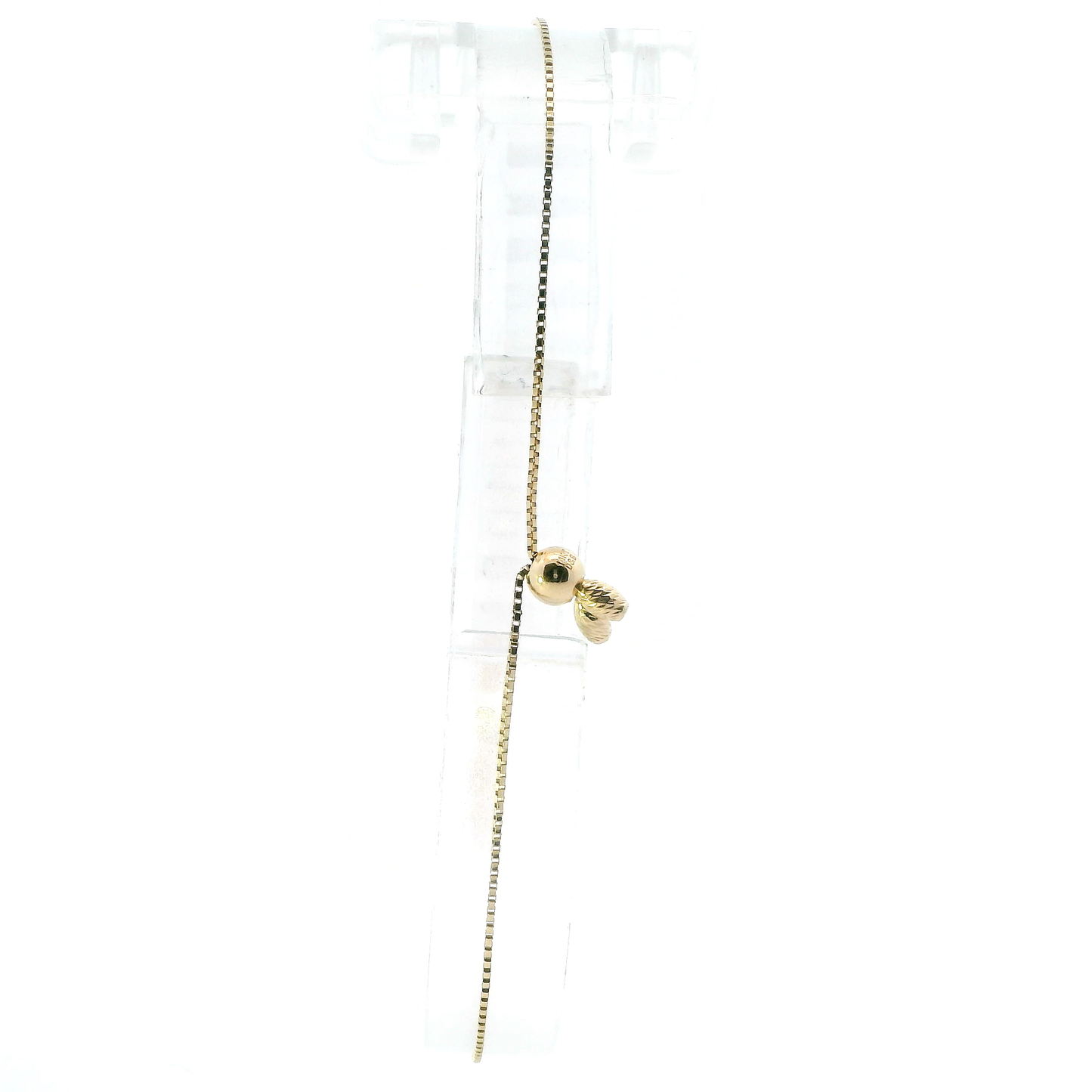 14K Yellow & White Gold 9" Oval Beaded Lariat Bracelet