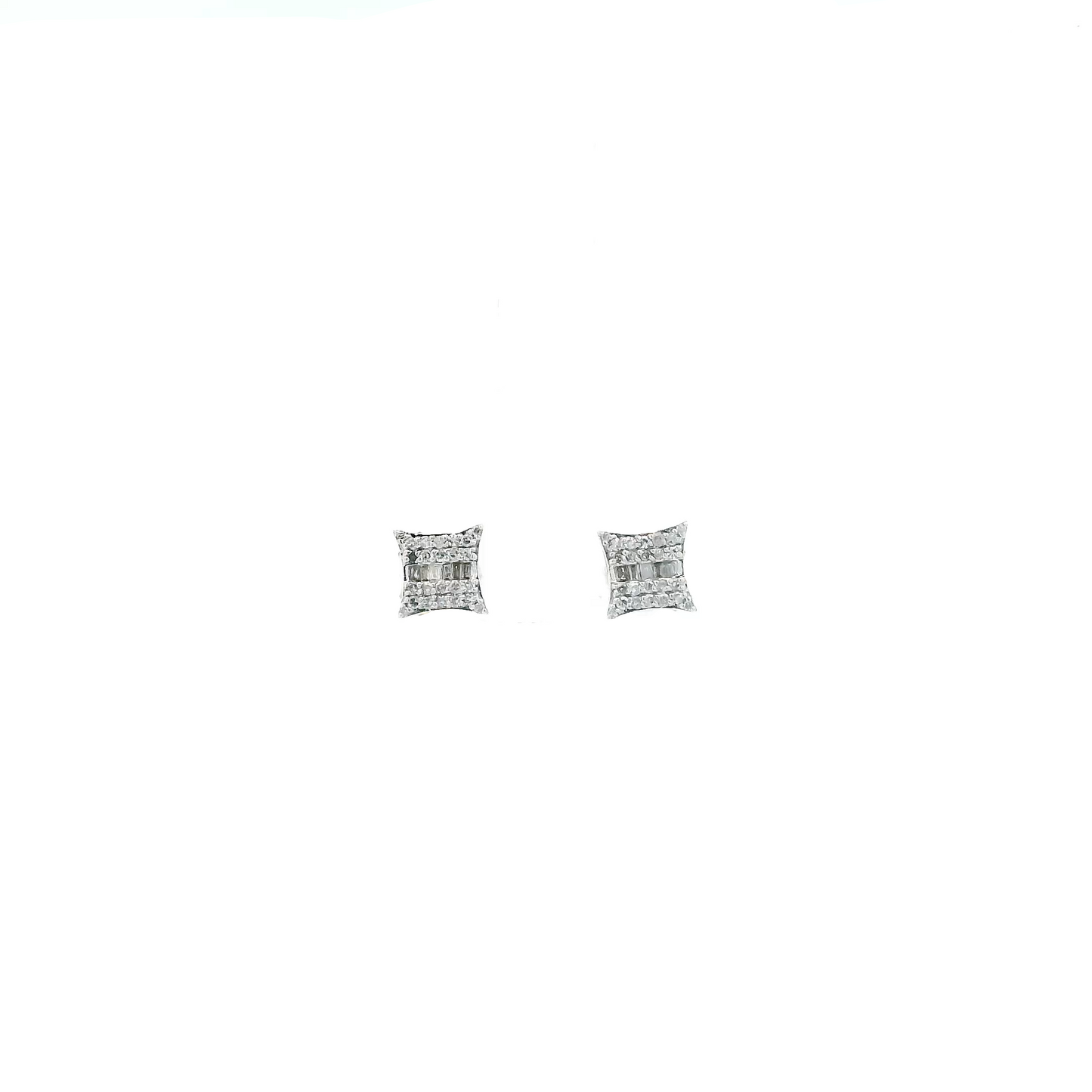 10K Yellow Gold Diamond Square Screwback Earrings