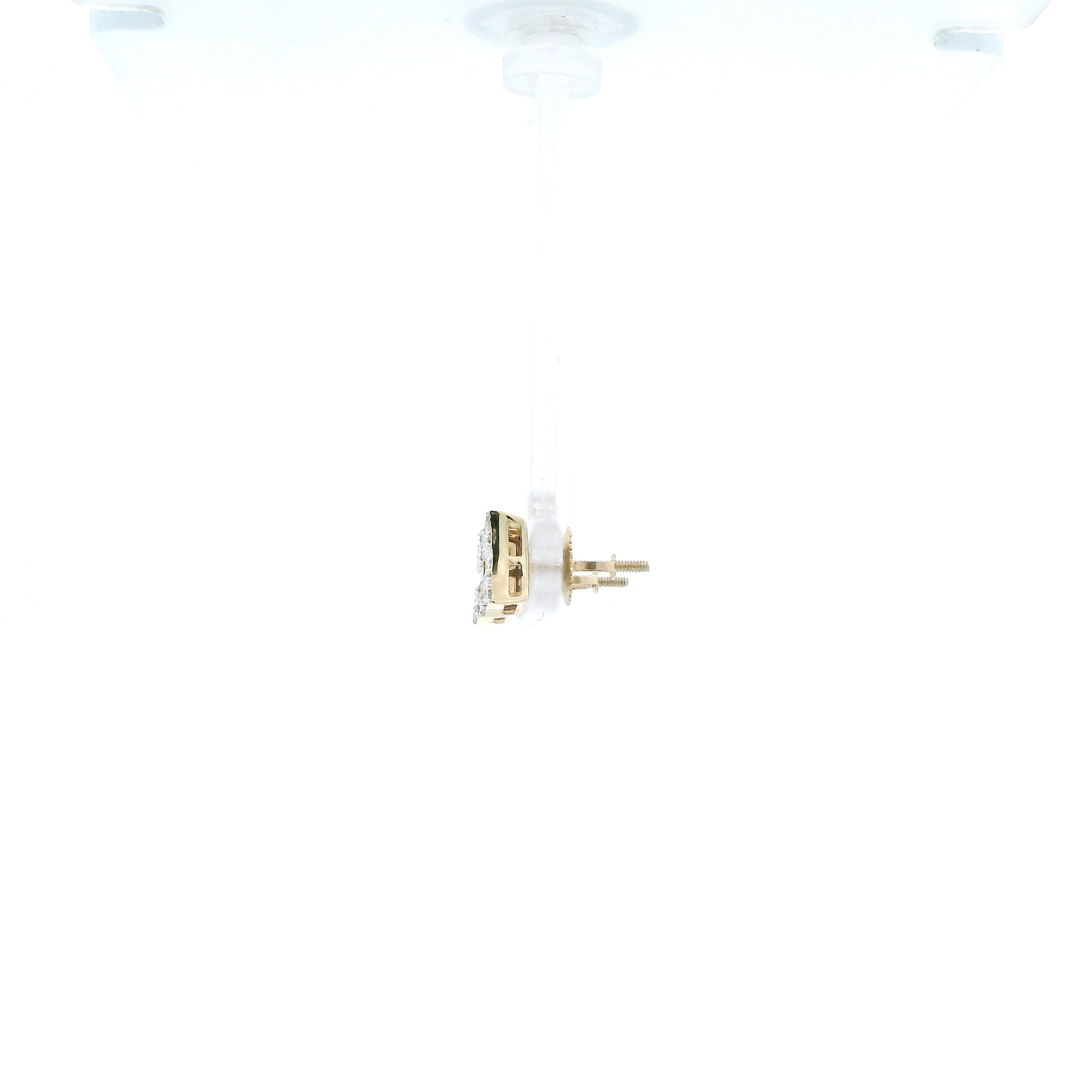 10K Yellow Gold Diamond Square Screwback Earrings