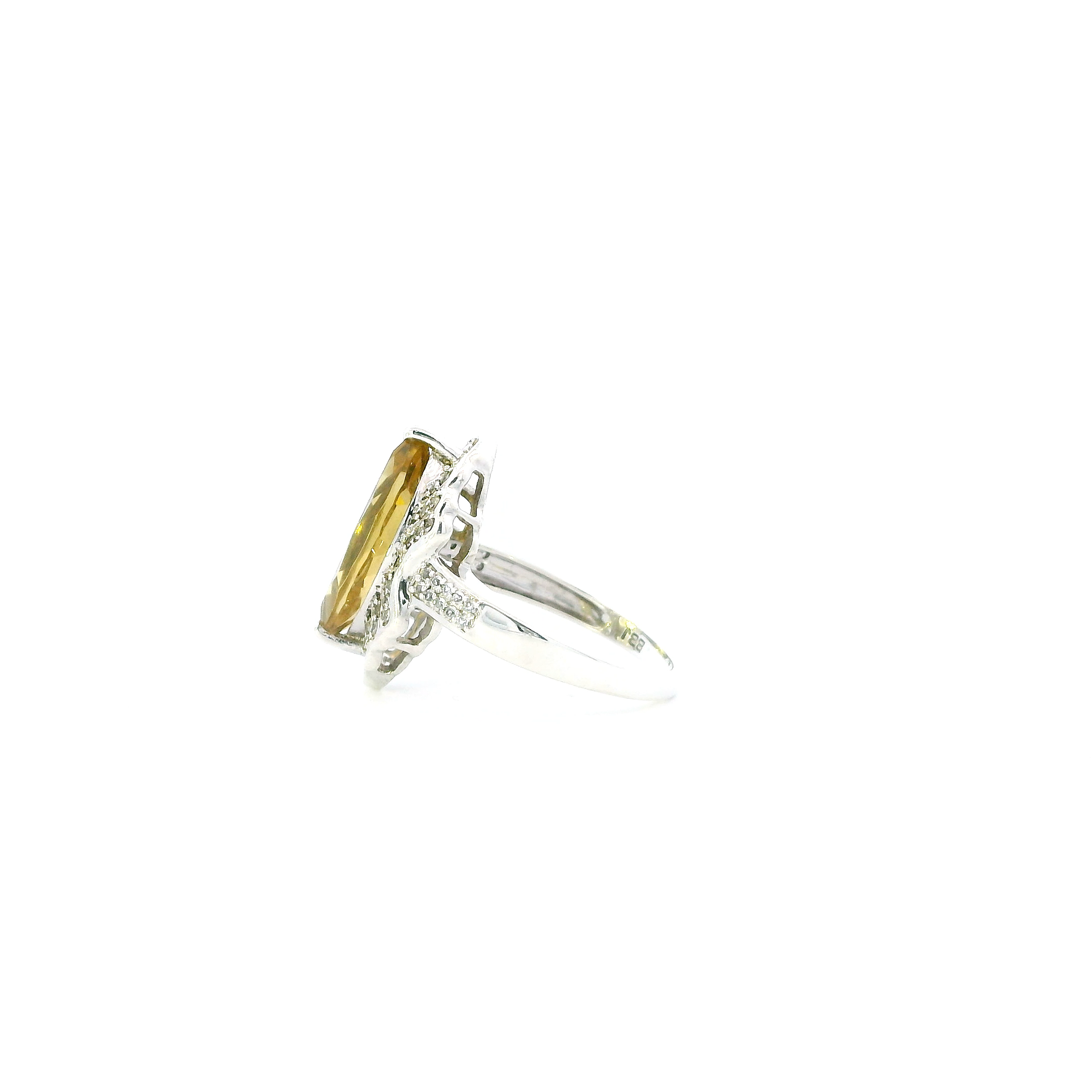Sterling Silver Citrine & White Topaz Womens Ring