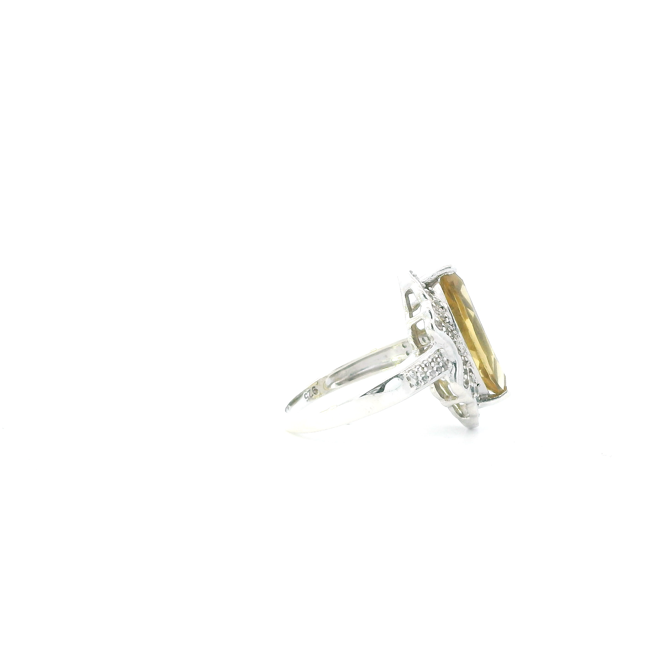 Sterling Silver Citrine & White Topaz Womens Ring