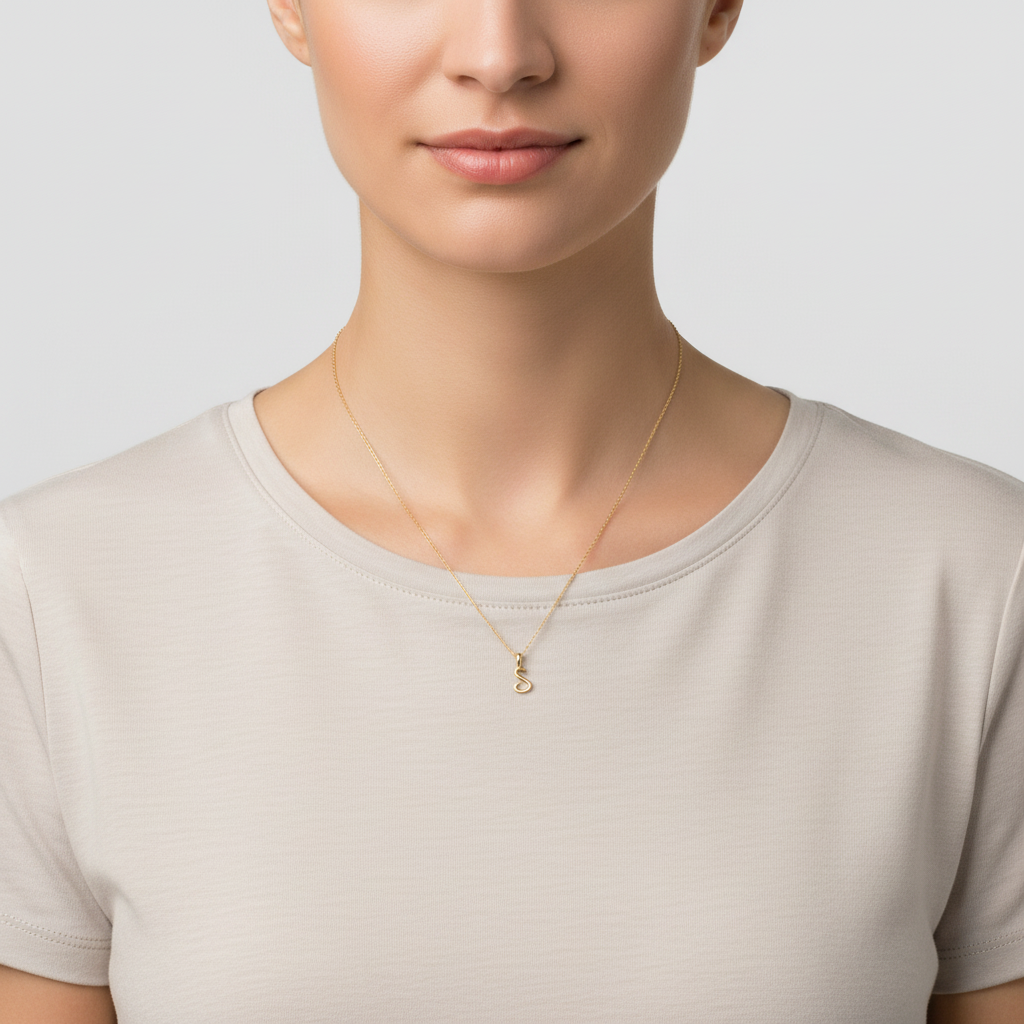 14K Yellow Gold Letter "S" Pendant