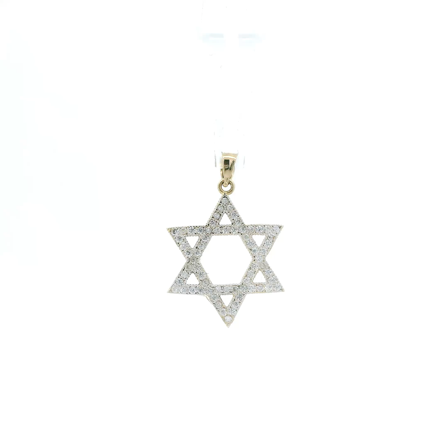 14K Yellow Gold Cz Star Of David Pendant