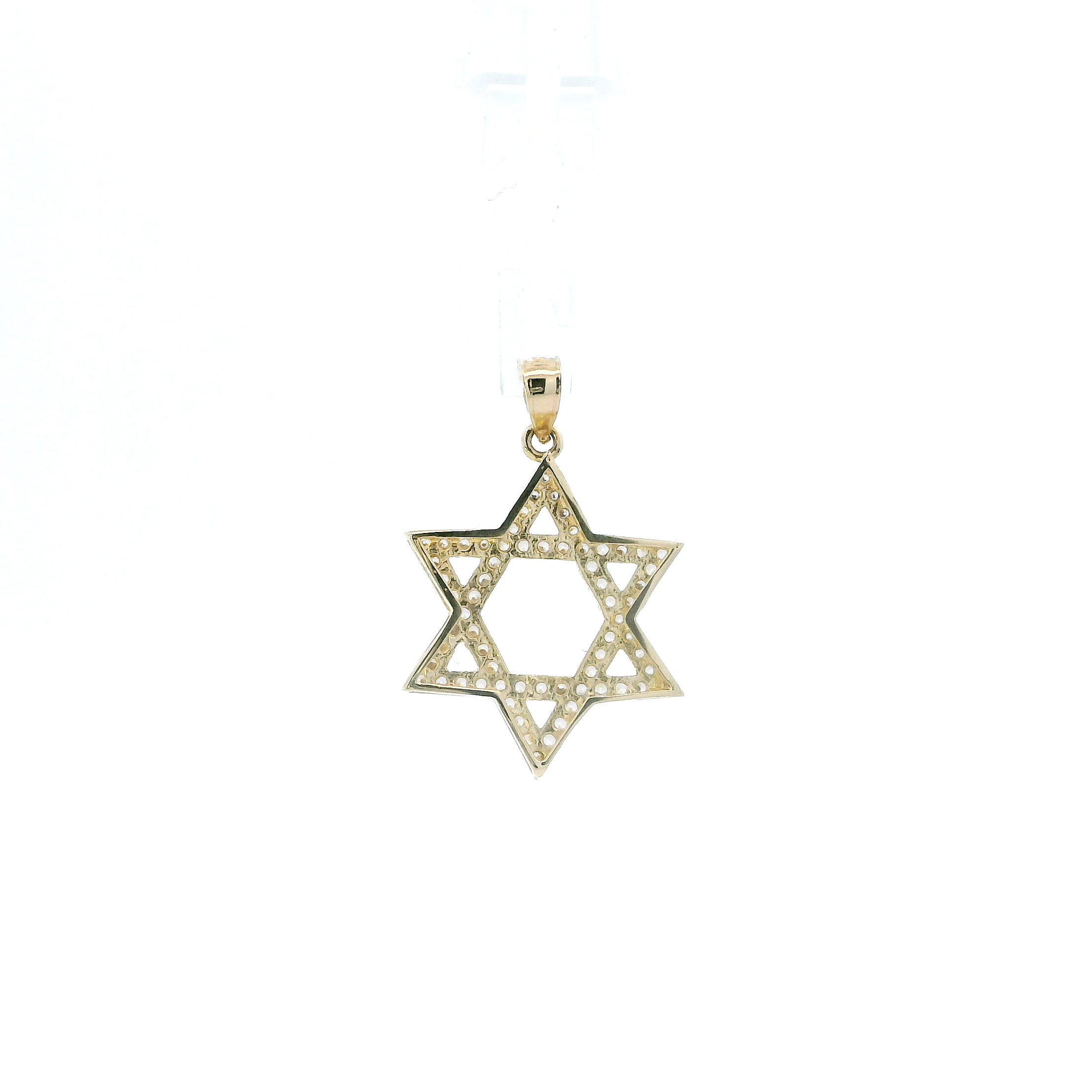 14K Yellow Gold Cz Star Of David Pendant