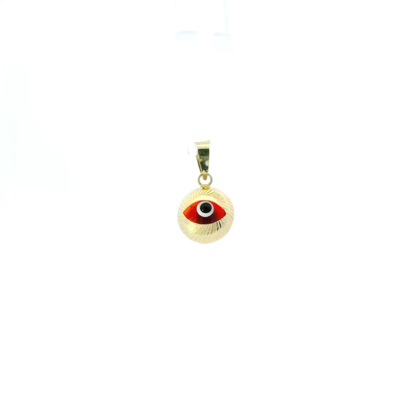 14K Yellow Gold Red "Evil Eye" Pendant