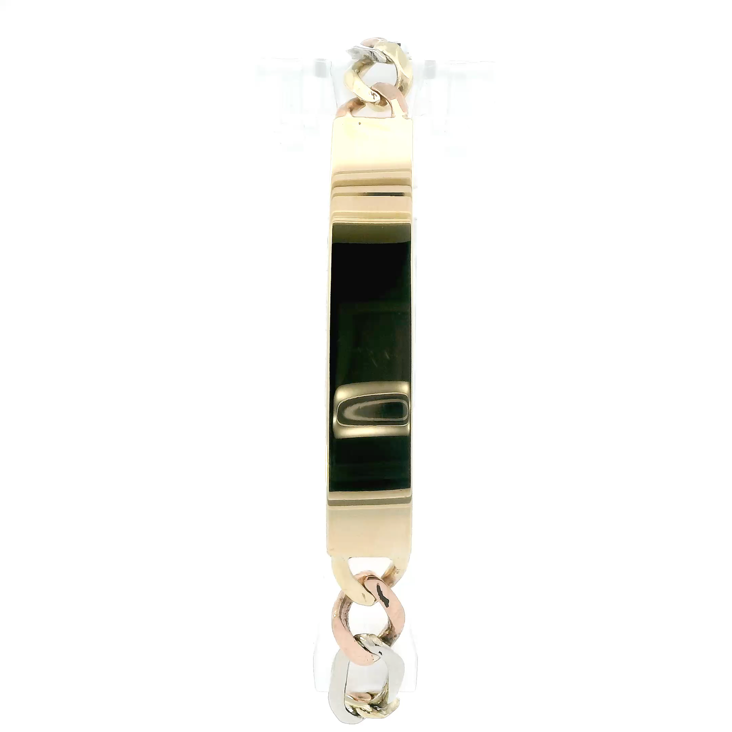 10K Tri Color Gold 8.25" Figaro ID Bracelet