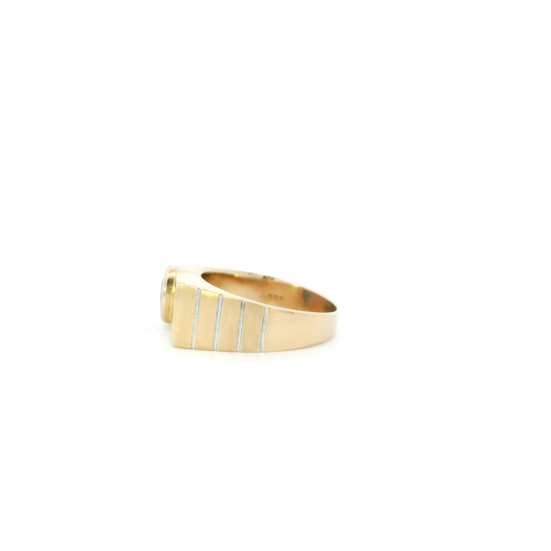 14K Yellow & White Gold Sapphire Signet Womens Ring