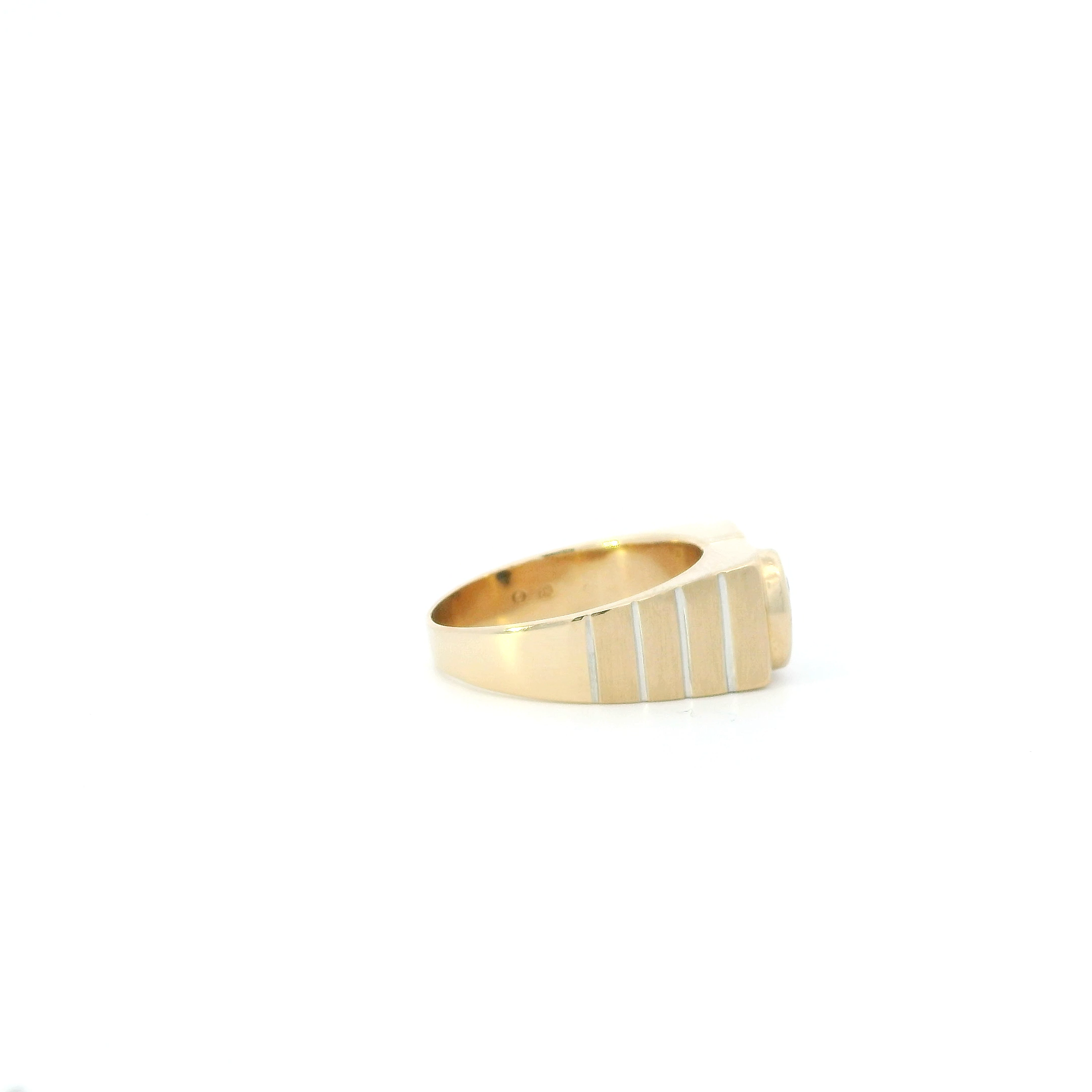 14K Yellow & White Gold Sapphire Signet Womens Ring