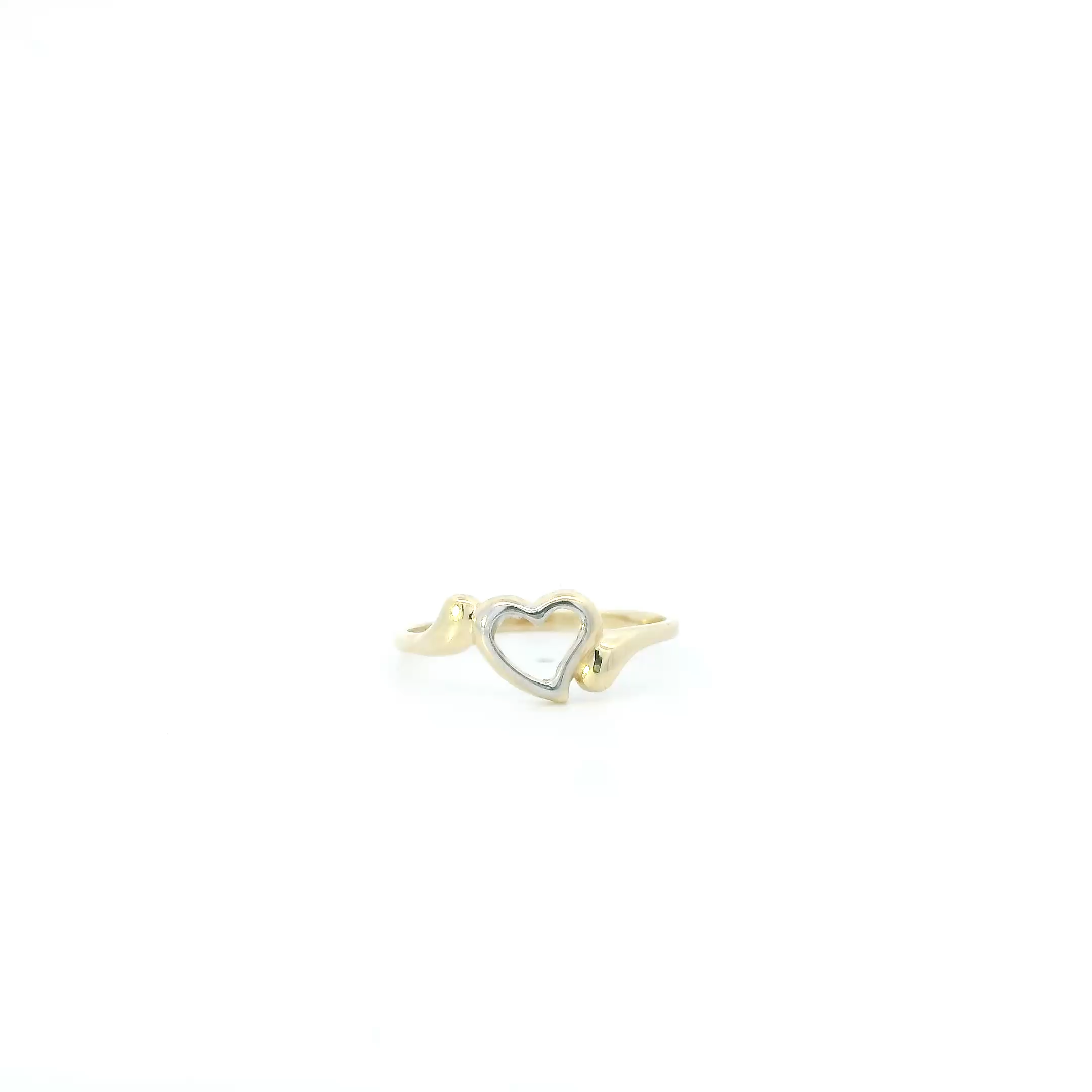 14K White & Yellow Gold Heart Womens Ring